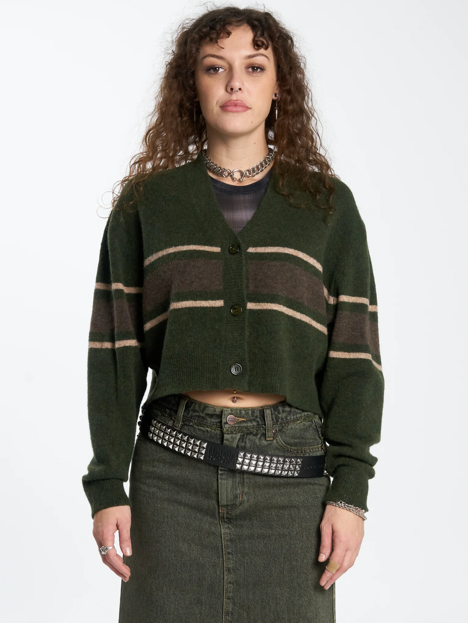 Amphibian Cropped Cardigan - Pond Green