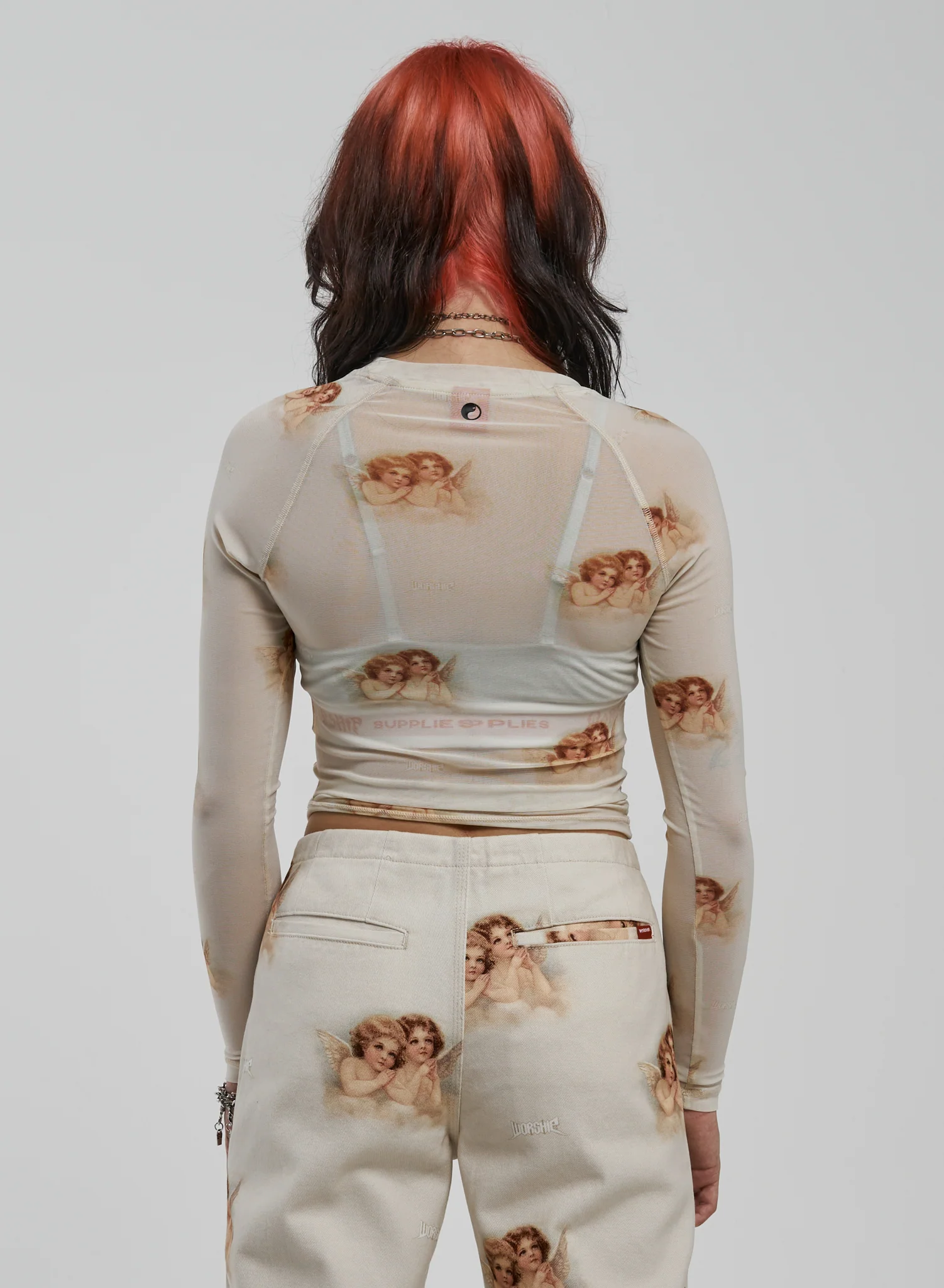 Angelika LS Mesh Top - Tan - Image 2