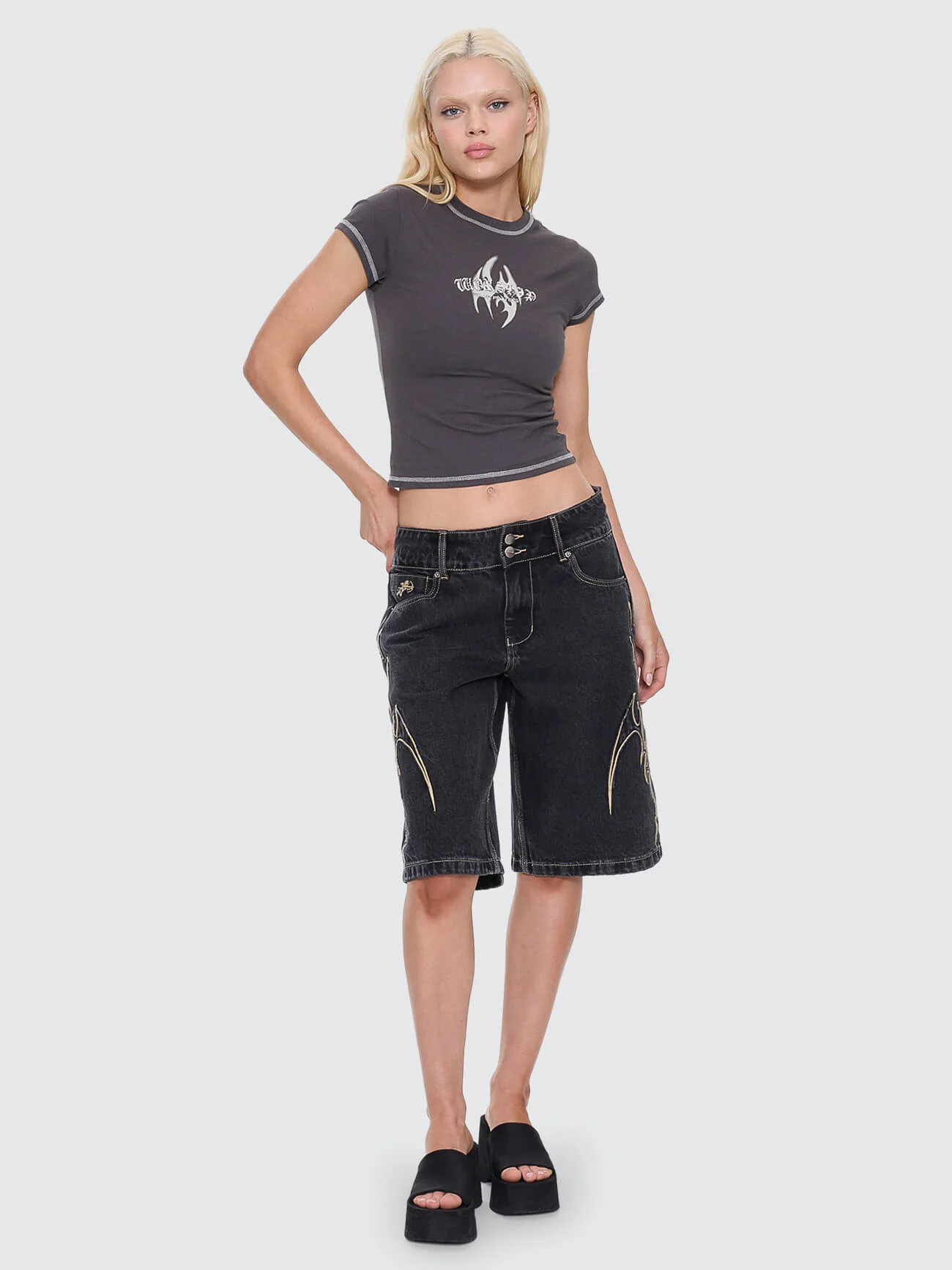 At Peace 00s Big Baggy Short - Black Rinse - Image 6