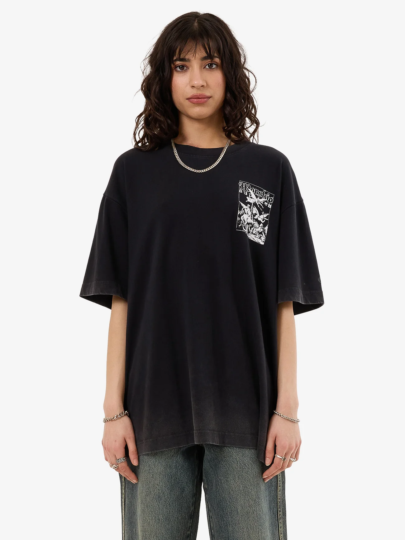 At Peace Oversize Fit Tee - Black Sun Fade