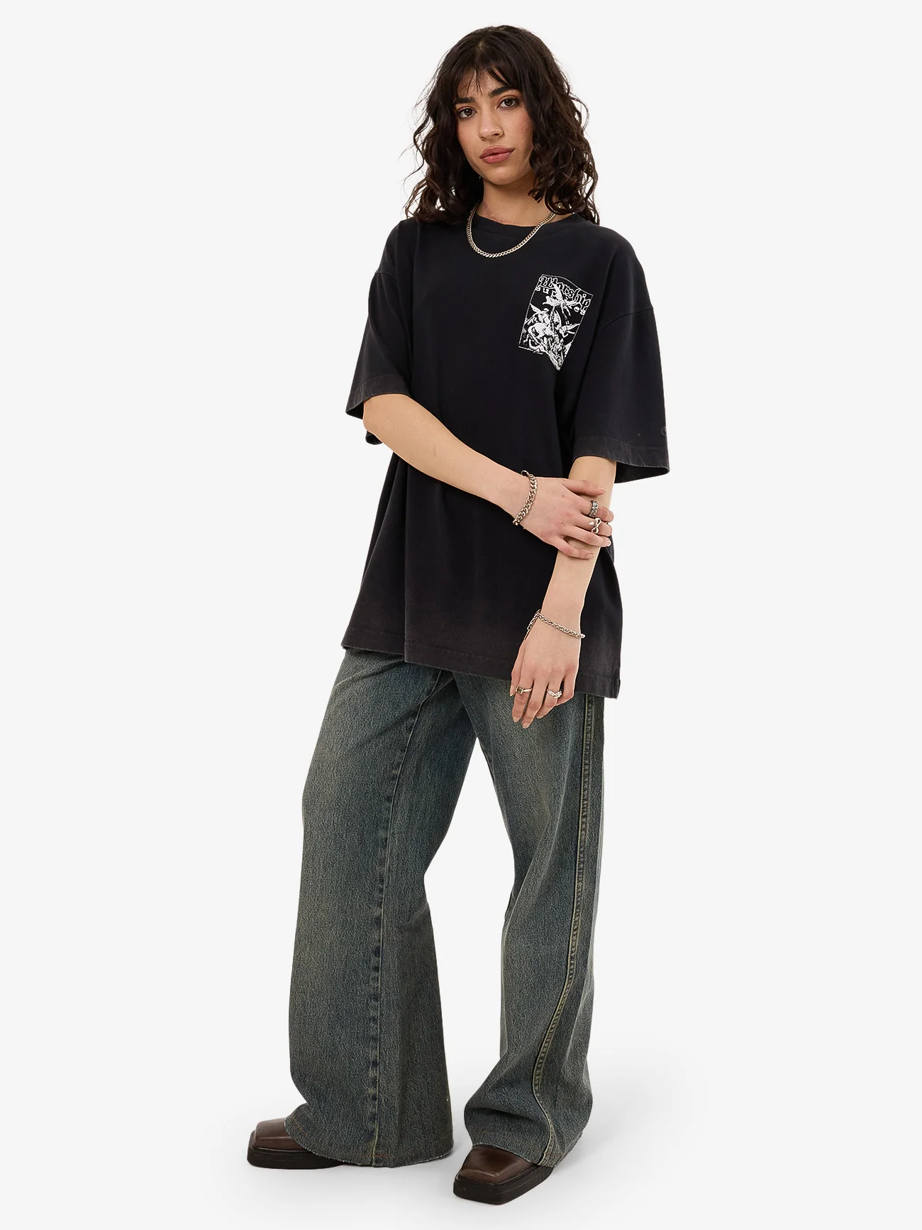 At Peace Oversize Fit Tee - Black Sun Fade - Image 5