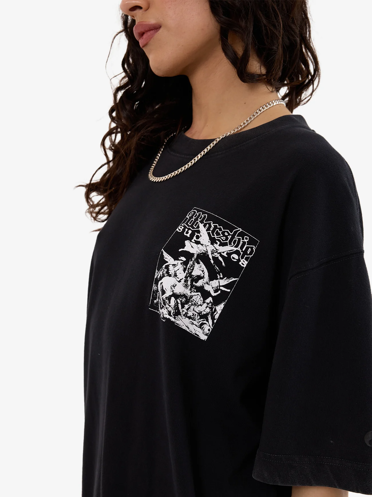 At Peace Oversize Fit Tee - Black Sun Fade - Image 8