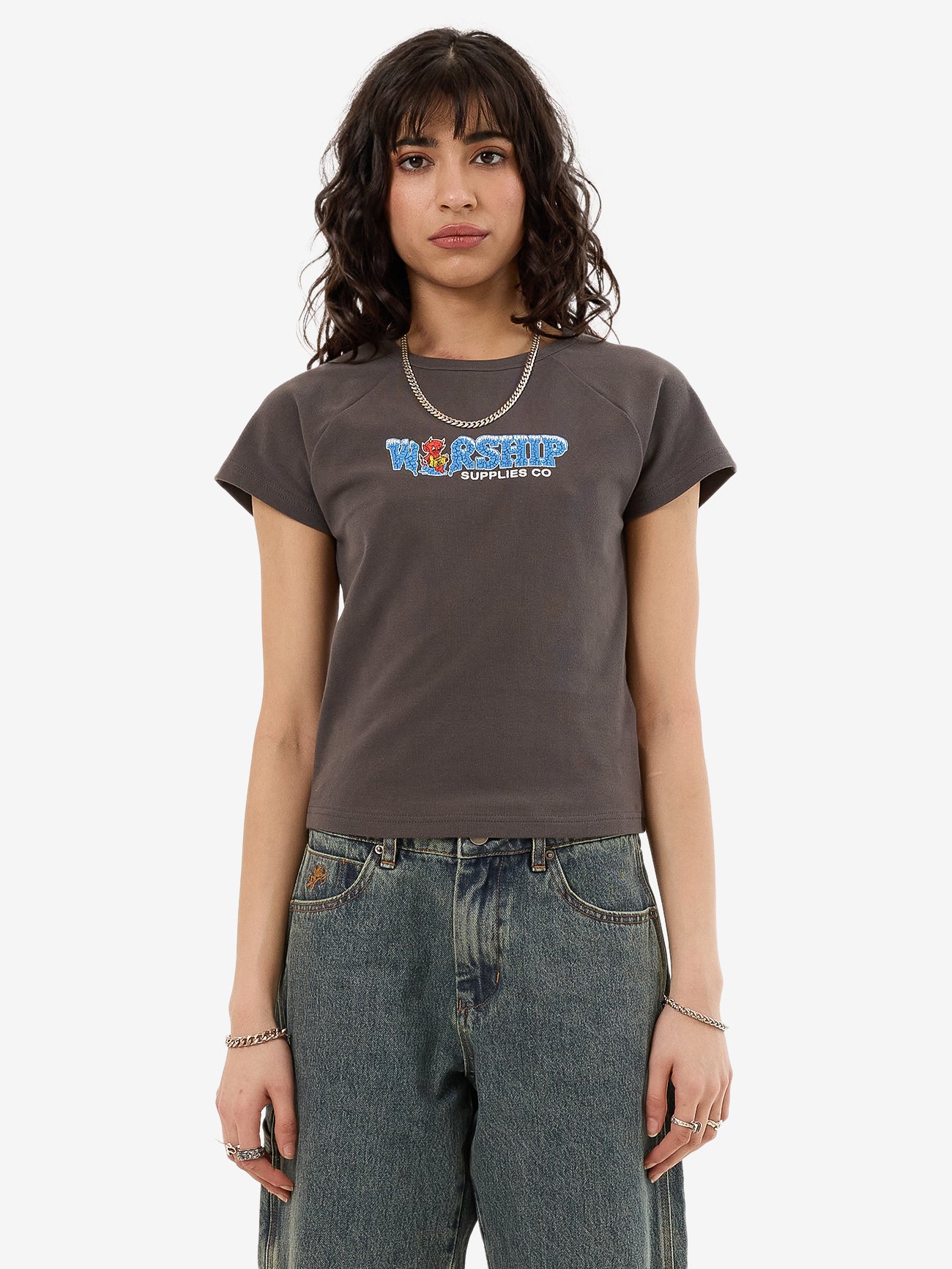 Be Cool Y2K Raglan Tee - Worn Black