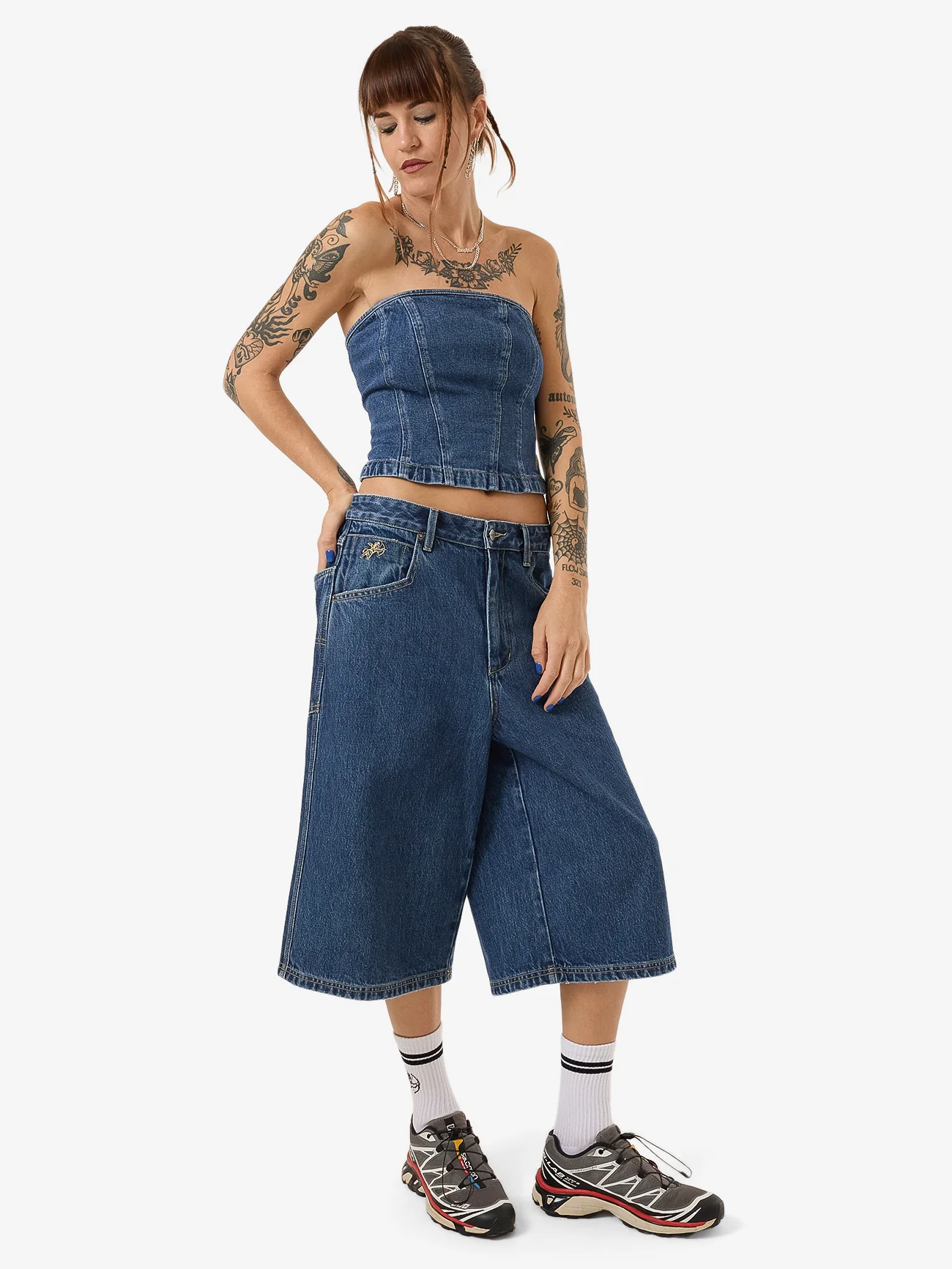 Blue Baby Denim Tube Top - Worn Blue Rinse - Image 6