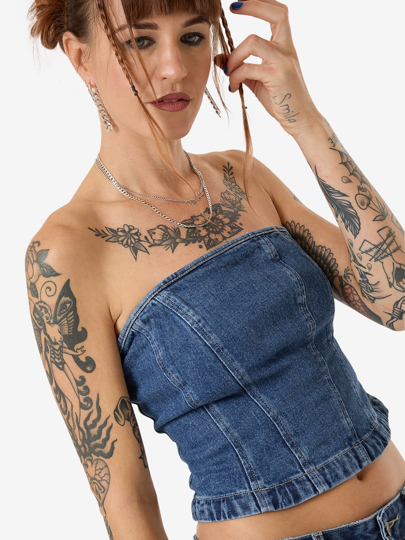 Blue Baby Denim Tube Top - Worn Blue Rinse - Image 7