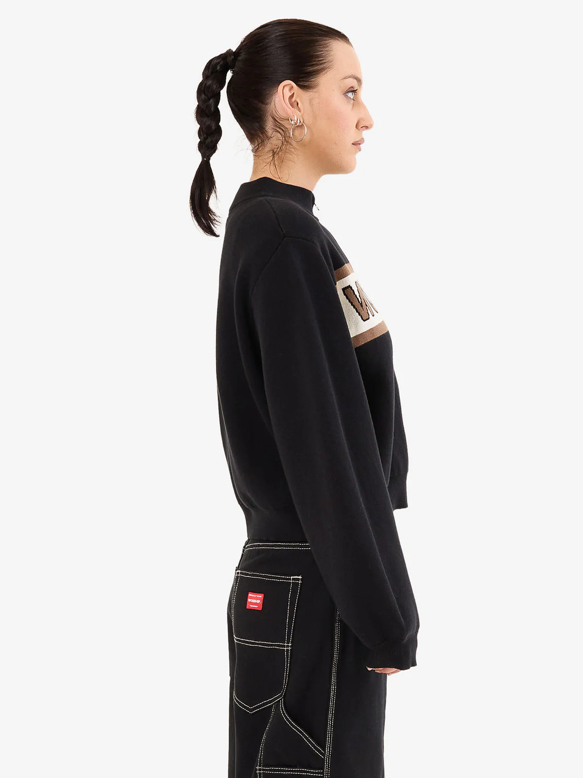 Brassy Zip Front Knit Jacket - Black - Image 6