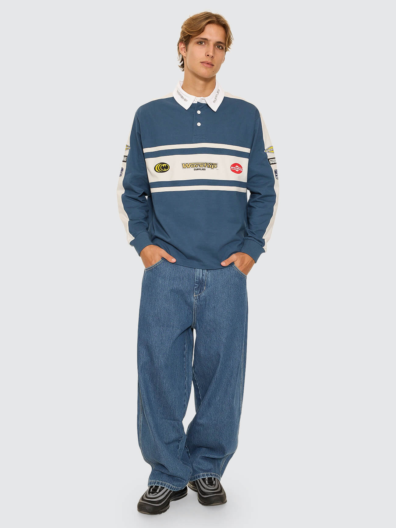 Burner Long Sleeve Rugby Polo - Blue - Image 4