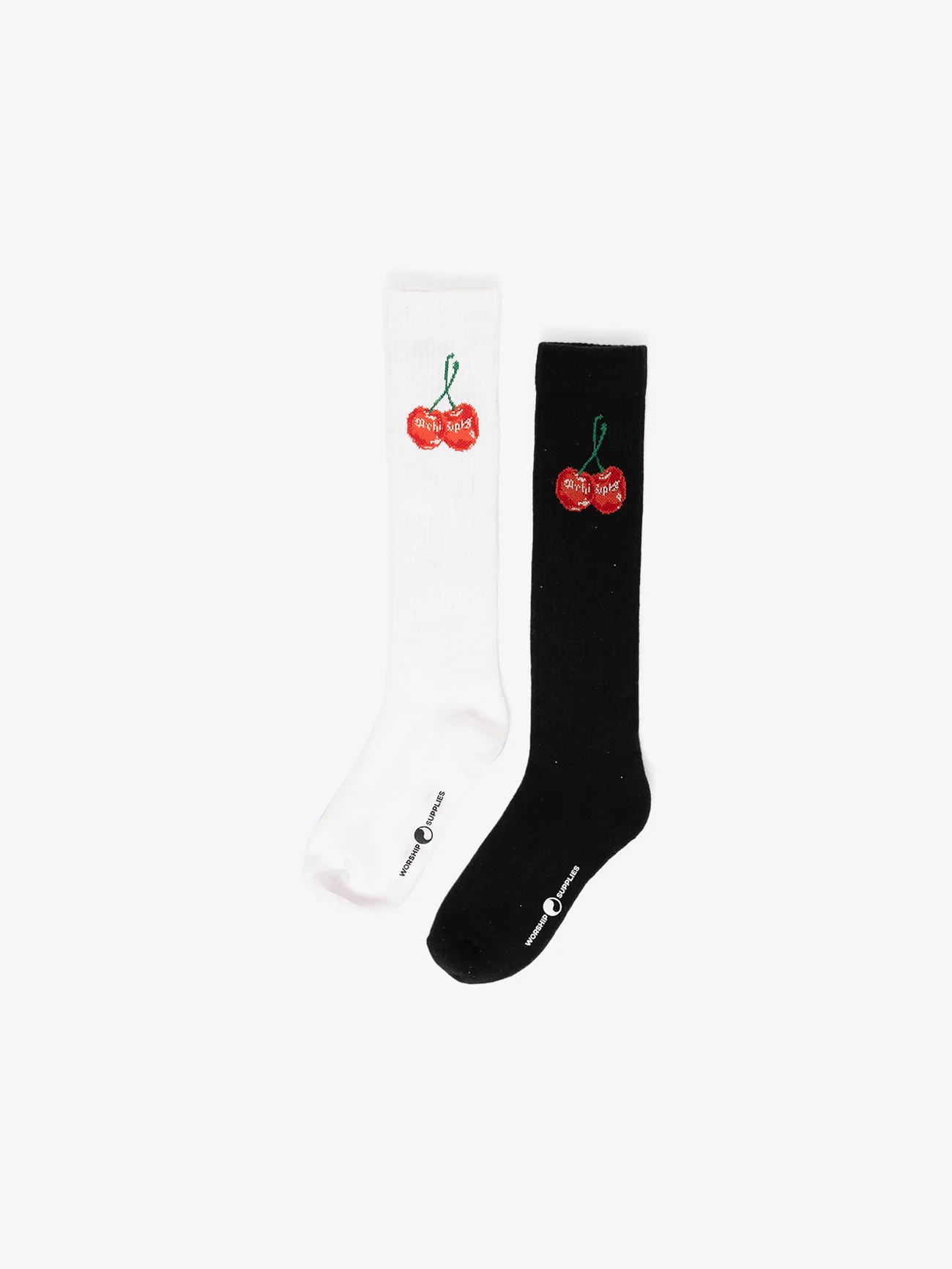 Cherio Knee High Sock 2 Pack - White - Black