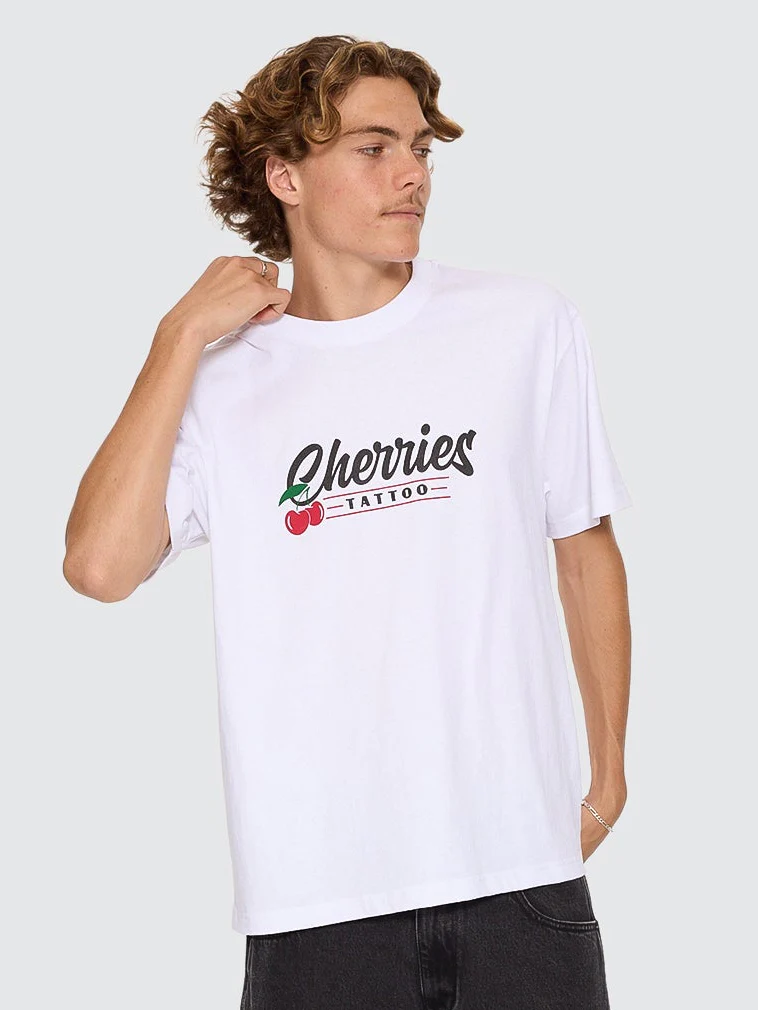Cherries Tattoo Tee - White