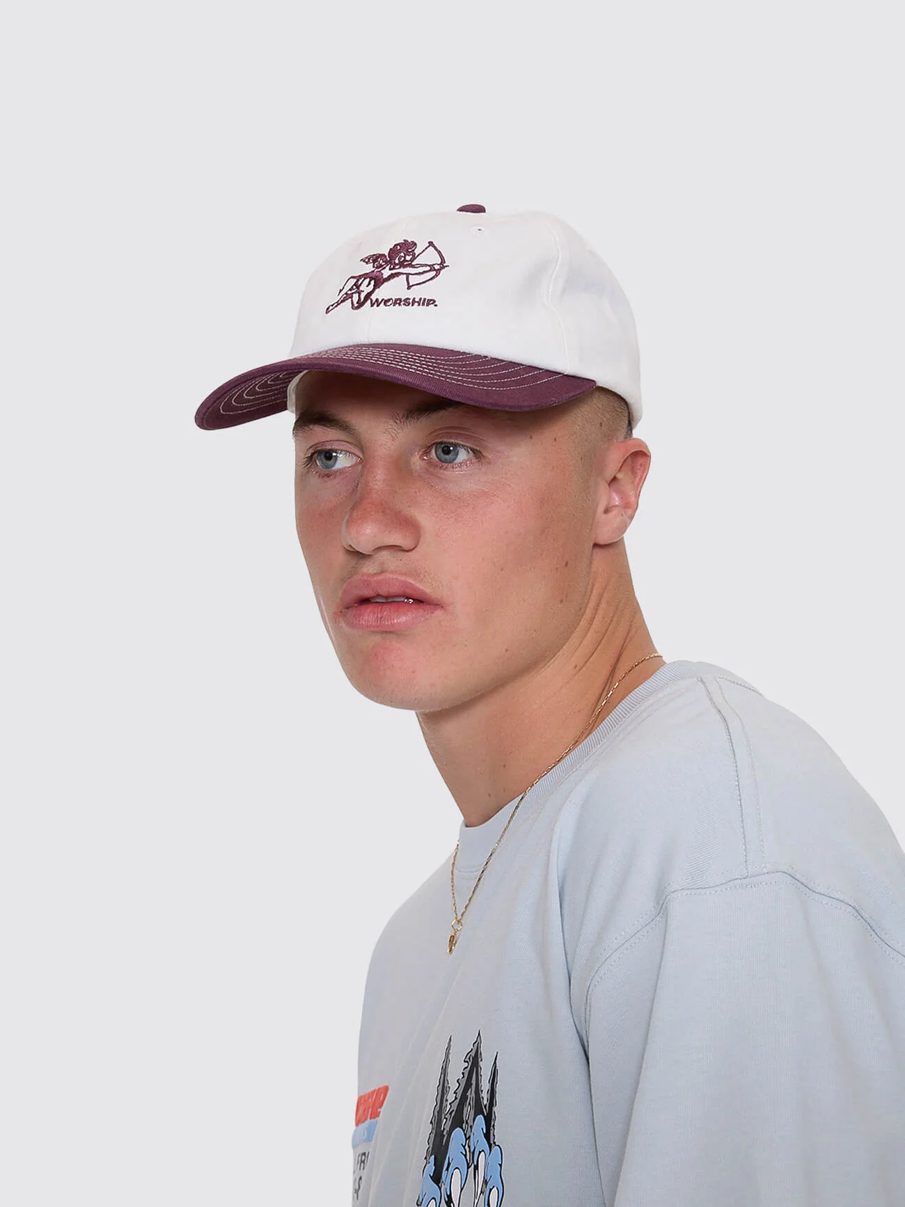 Cherub 6 Panel Hat - Blackberry - Cream - Image 2