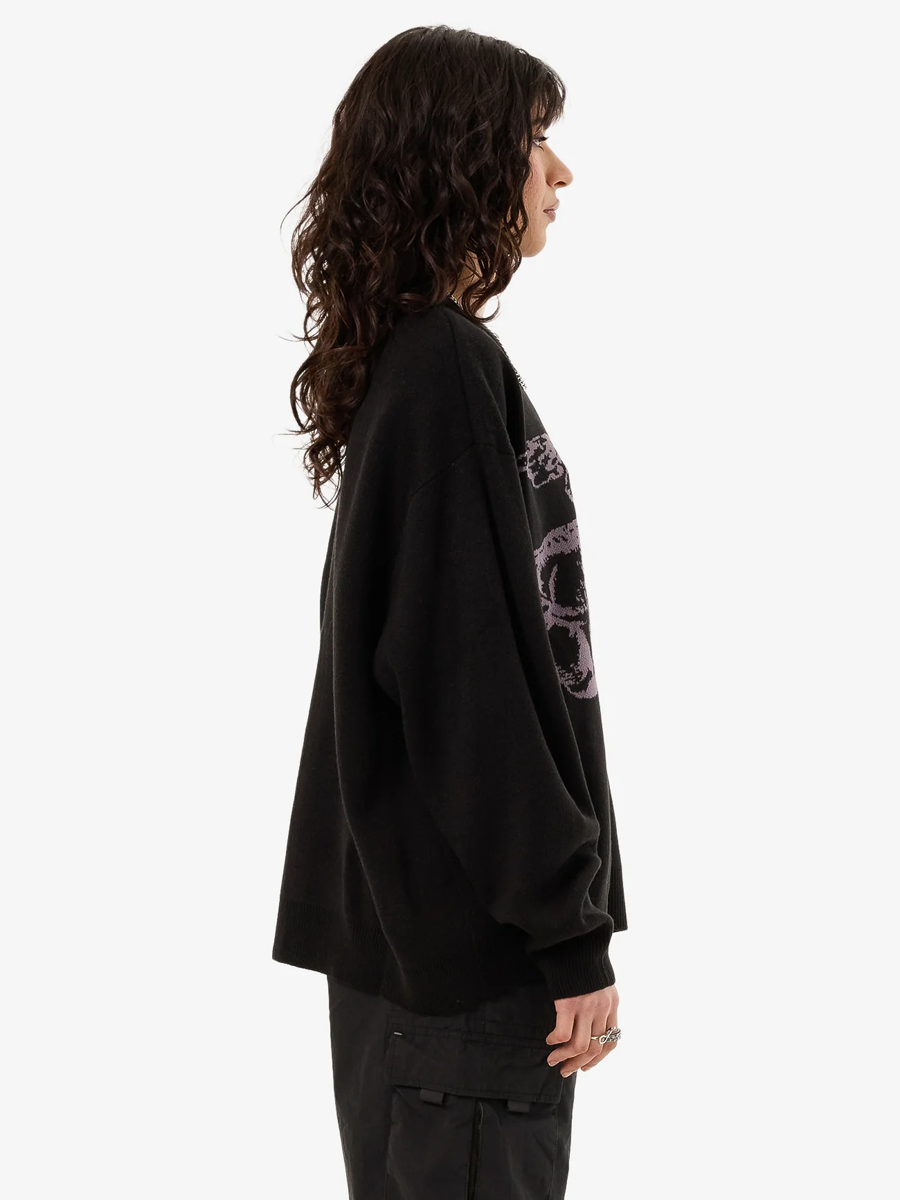 Cherub Box Fit Crew Knit - Black - Image 4