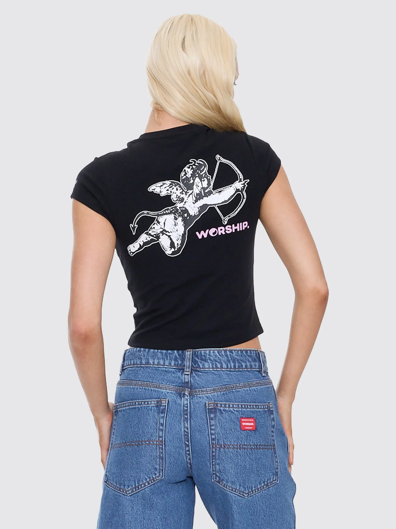 Cherub Cap Sleeve Tee - Black - Image 6