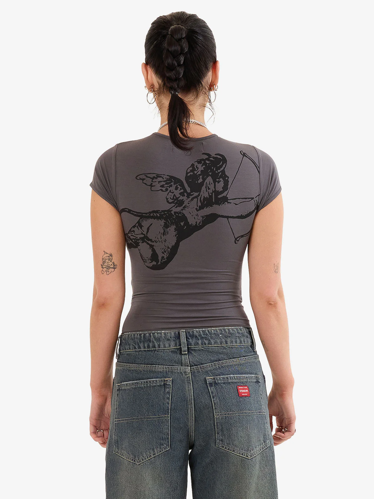 Cherub Cap Sleeve Top - Worn Black - Image 6