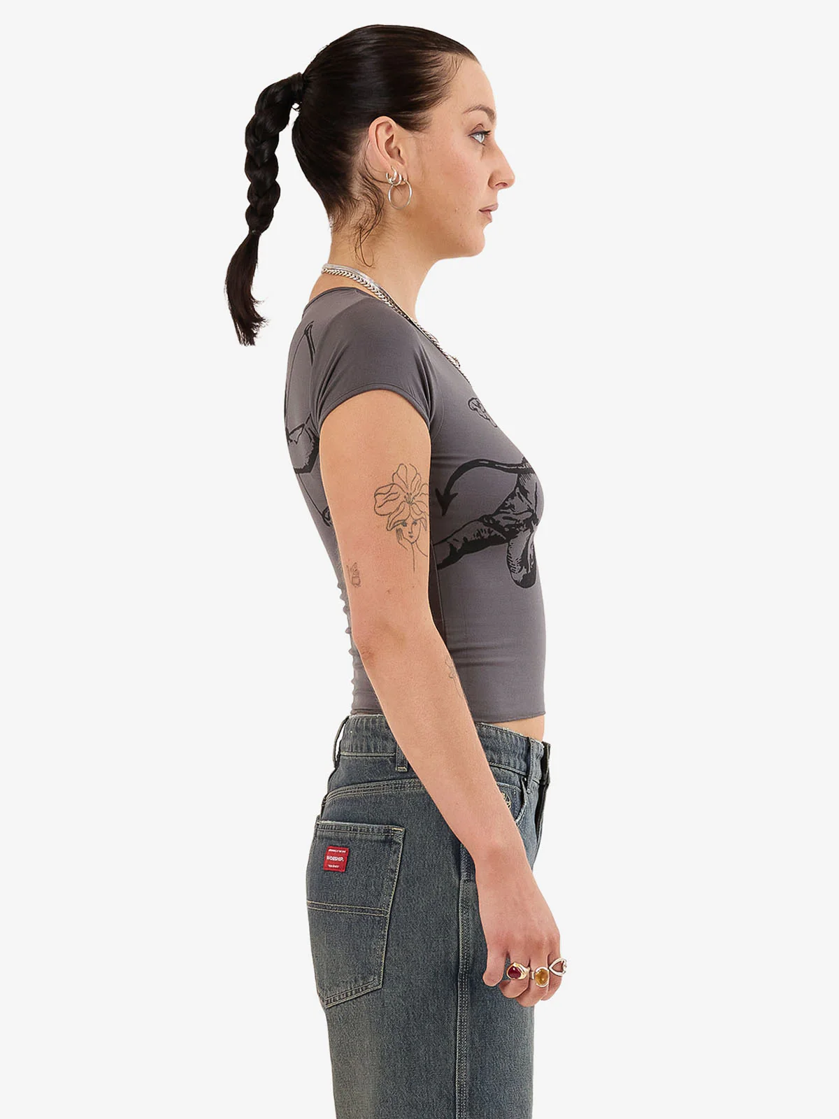 Cherub Cap Sleeve Top - Worn Black - Image 7