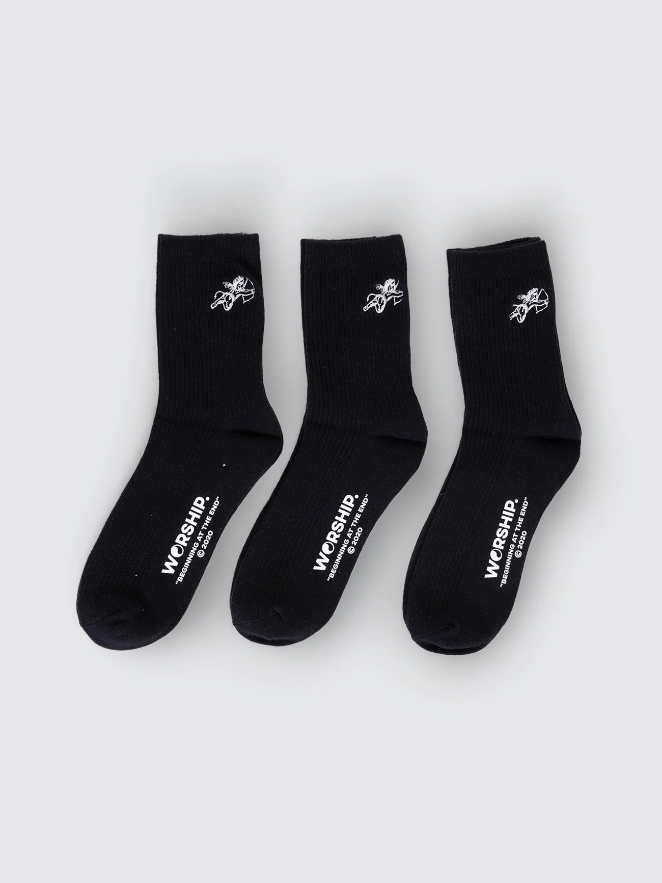 Cherub Fine Rib Socks 3 Pack - Black
