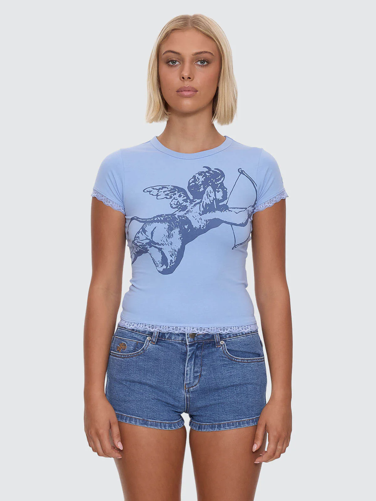 Cherub Lace Cap Sleeve Tee - Bell Air Blue - Image 9