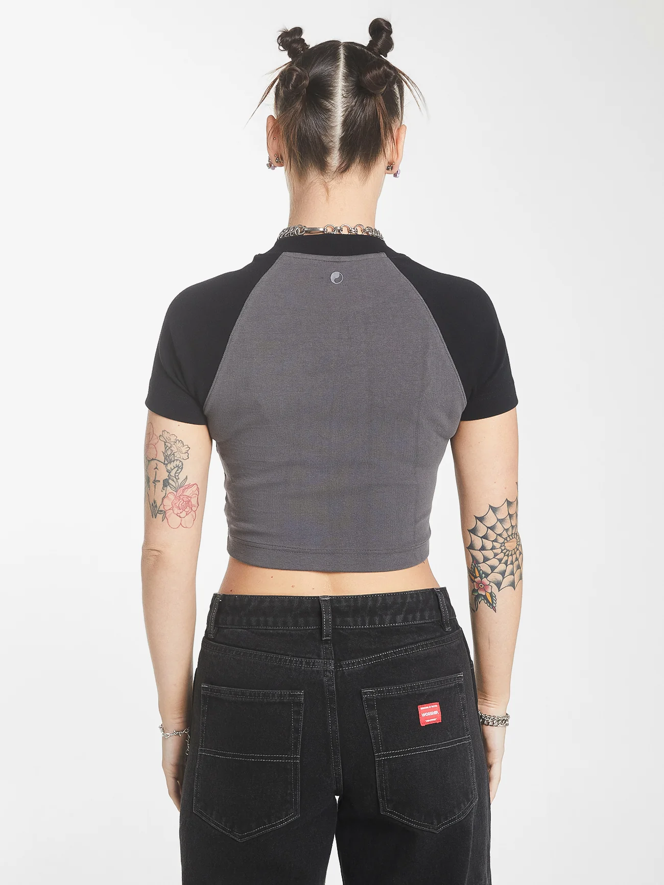 Cherub Raglan Micro Tee - Worn Black - Image 2