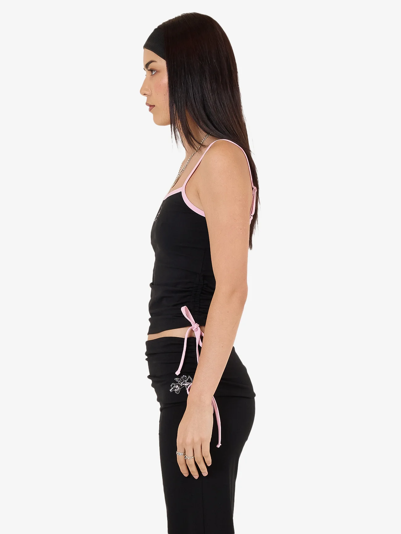 Cherub Ruched Singlet - Black - Image 5