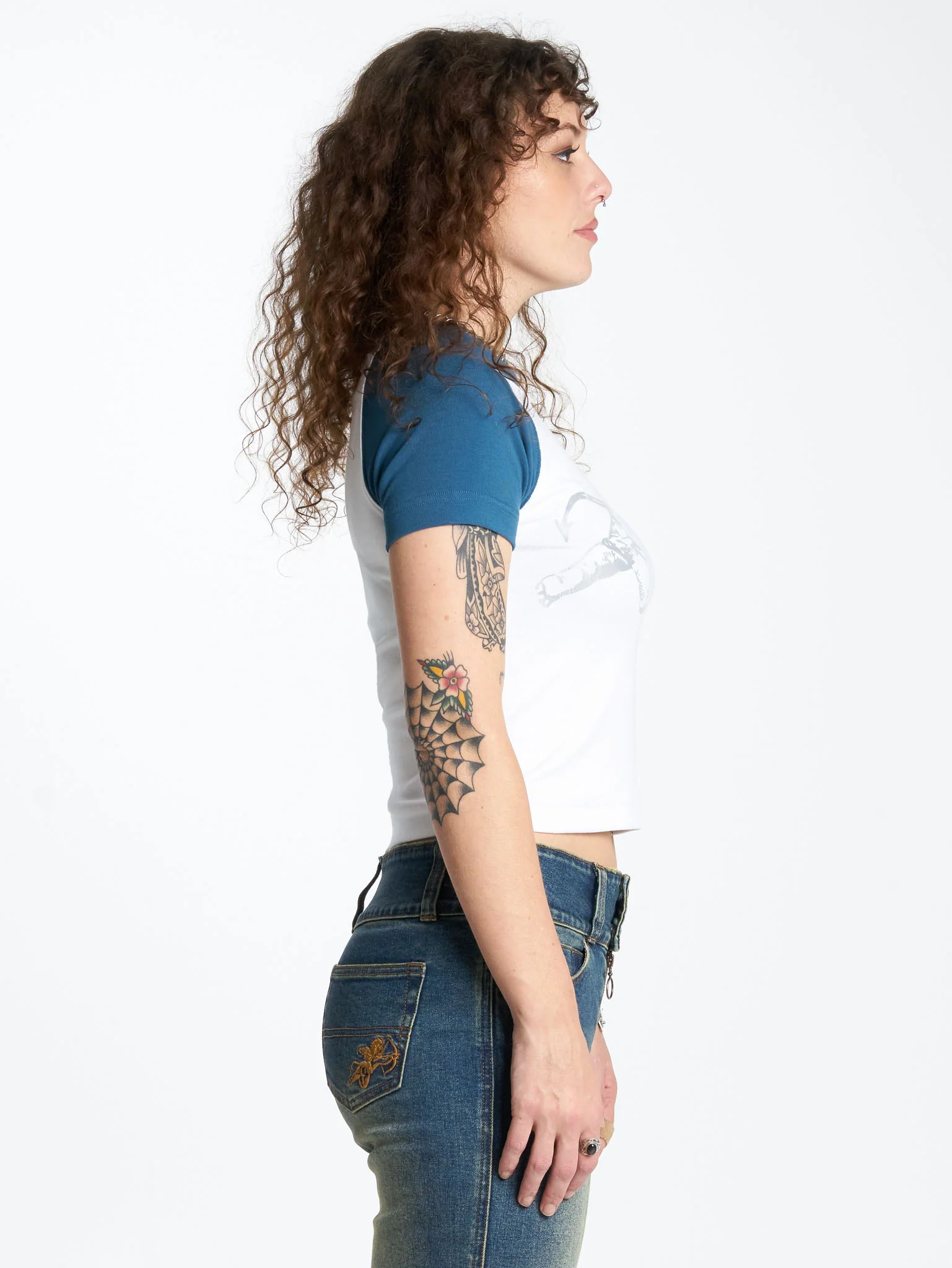 Cherub Slim Raglan Tee - Moroccan Blue - Image 4