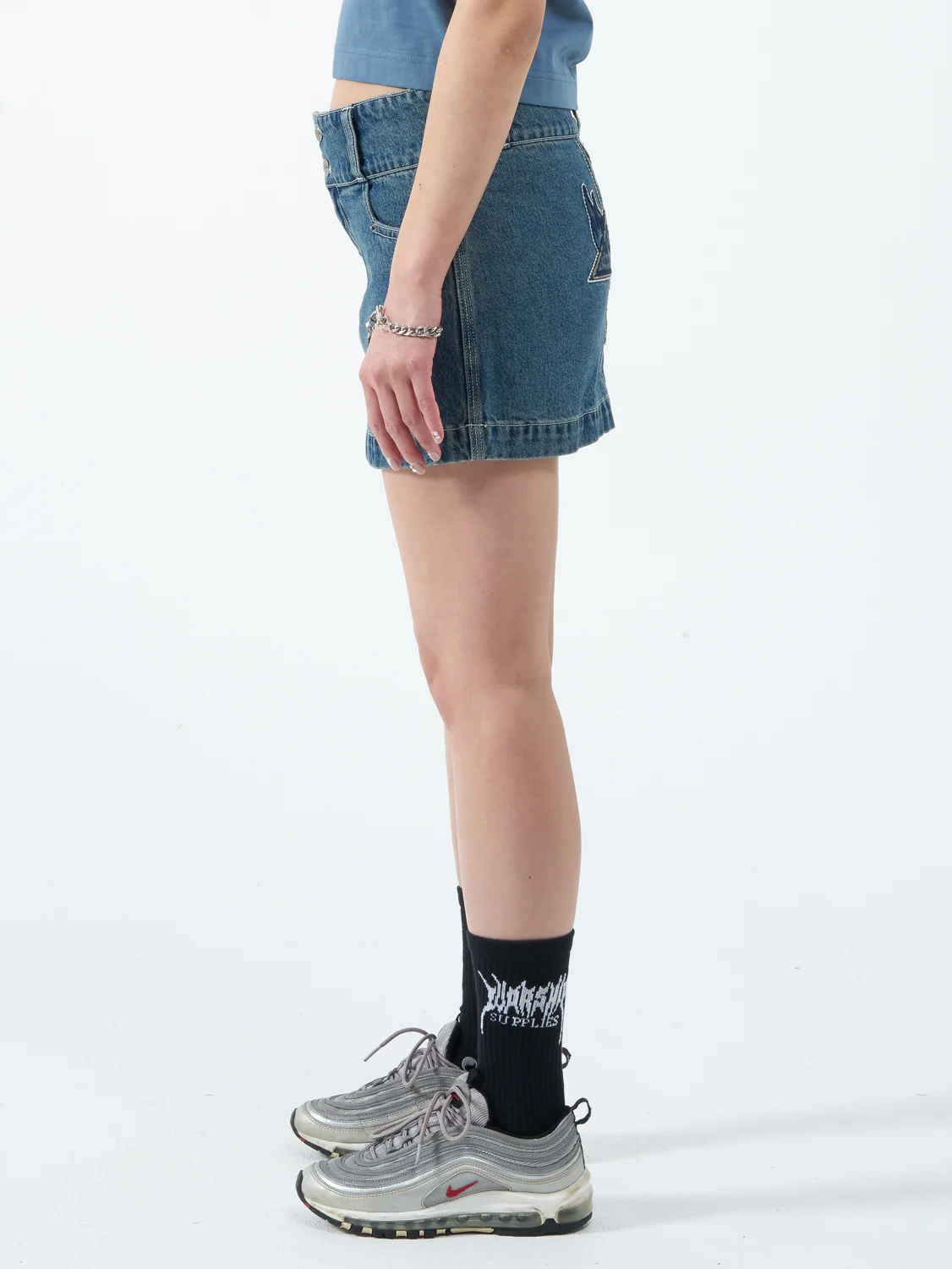 Chew On It Micro Skirt - Dirty Mid Blue - Image 4
