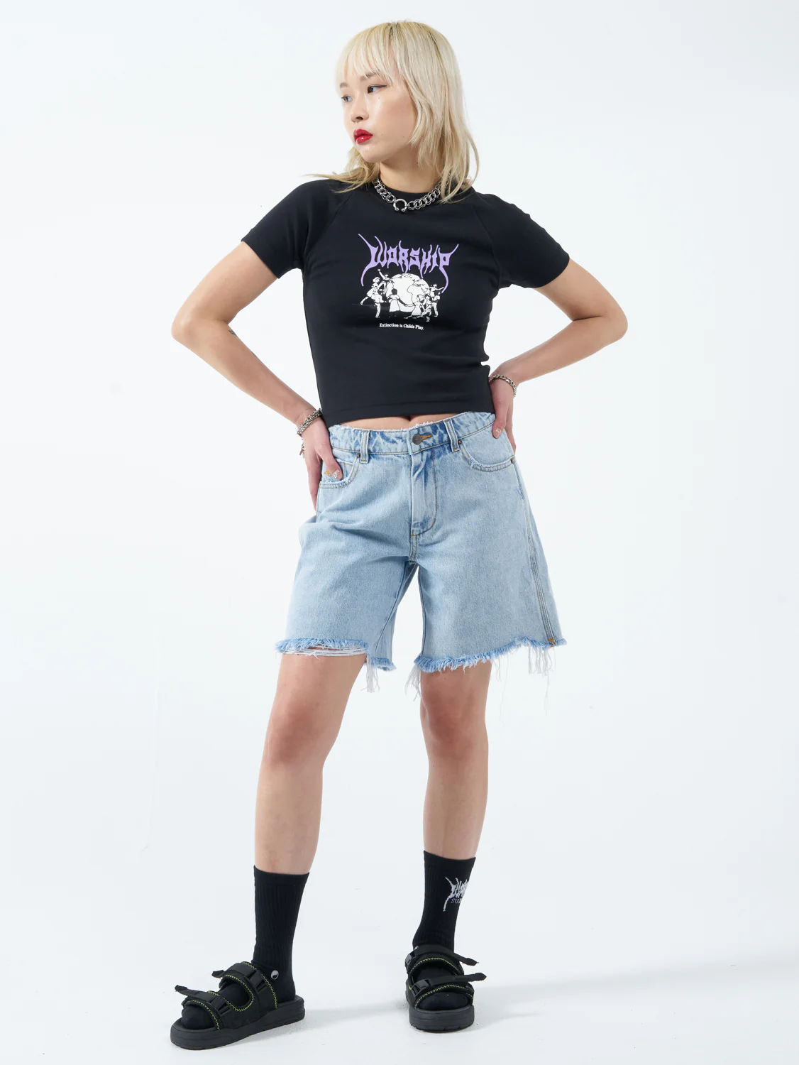 Childs Play Slim Raglan Tee - Washed Black - Image 8