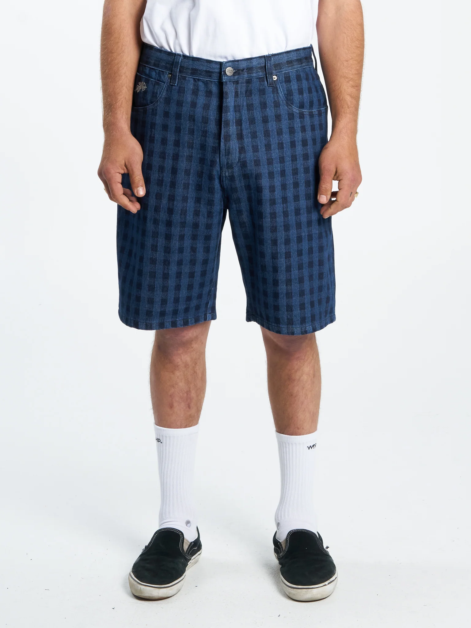 Controlled Burn Big Dawg Jean Short - Dark Indigo Check