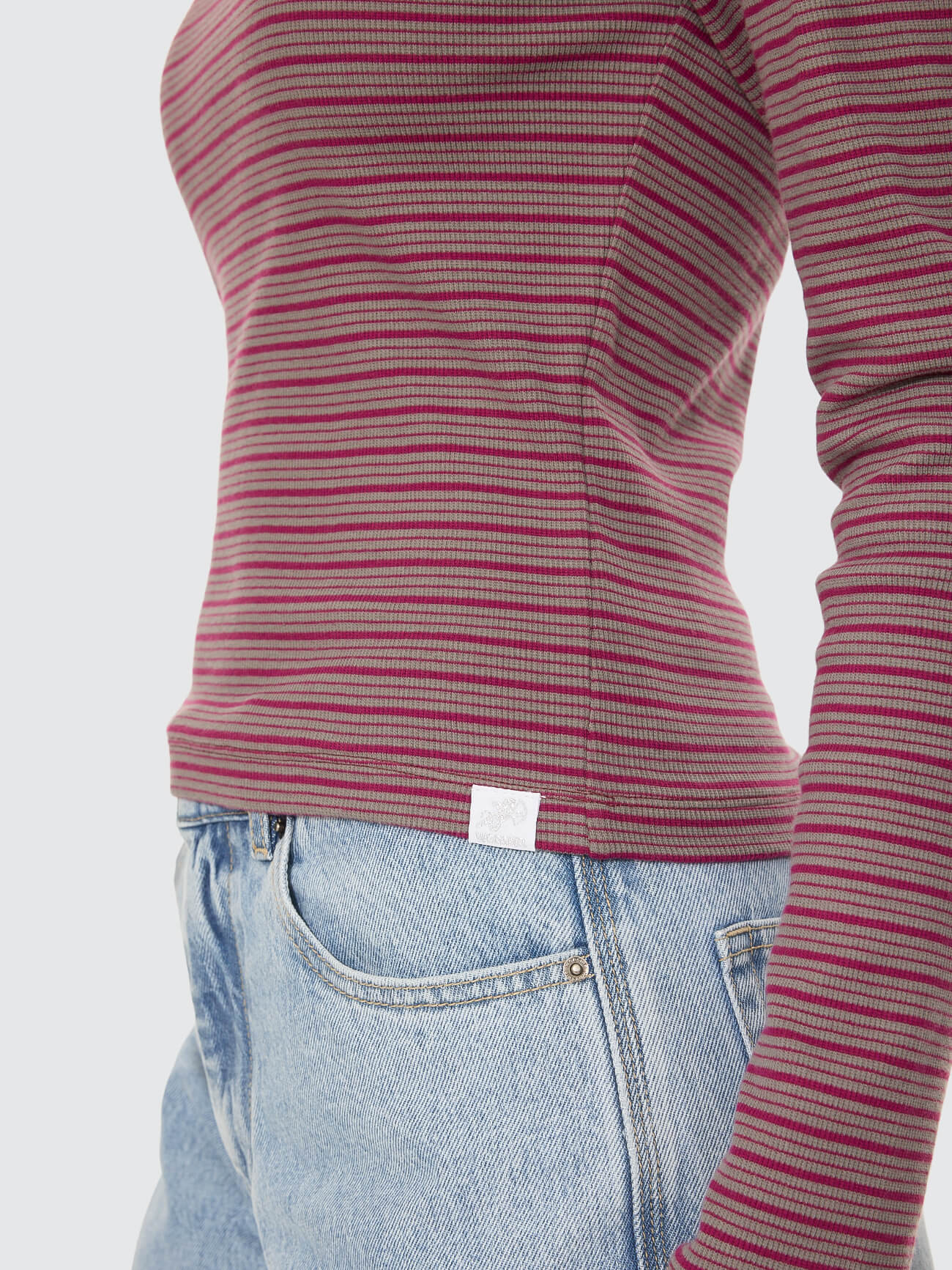 Crushed Stripe Boat Neck Long Sleeve Top - Potion - Image 8