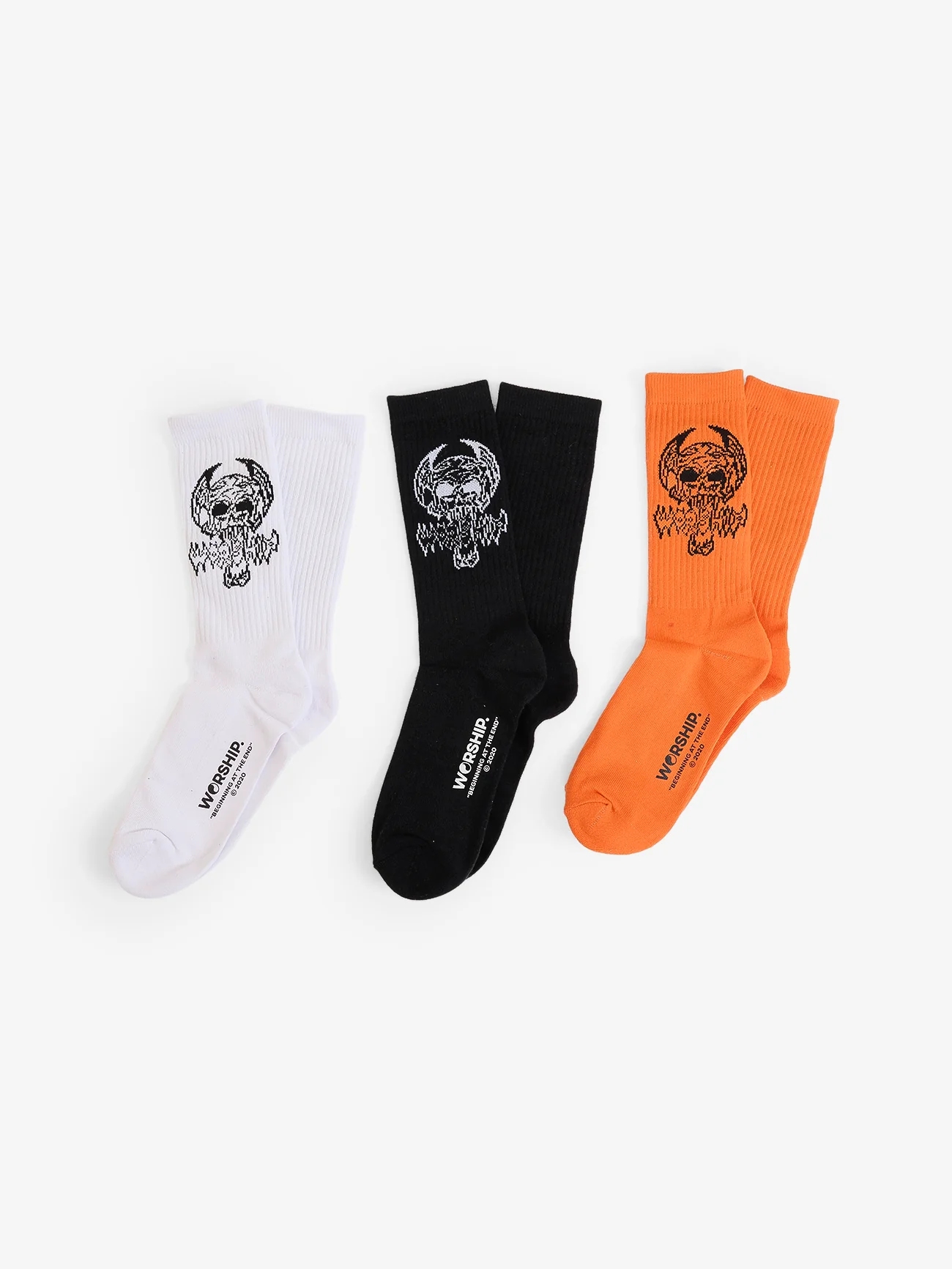 Death Eater Socks  3 Pack - White - Black- Orange - Image 2