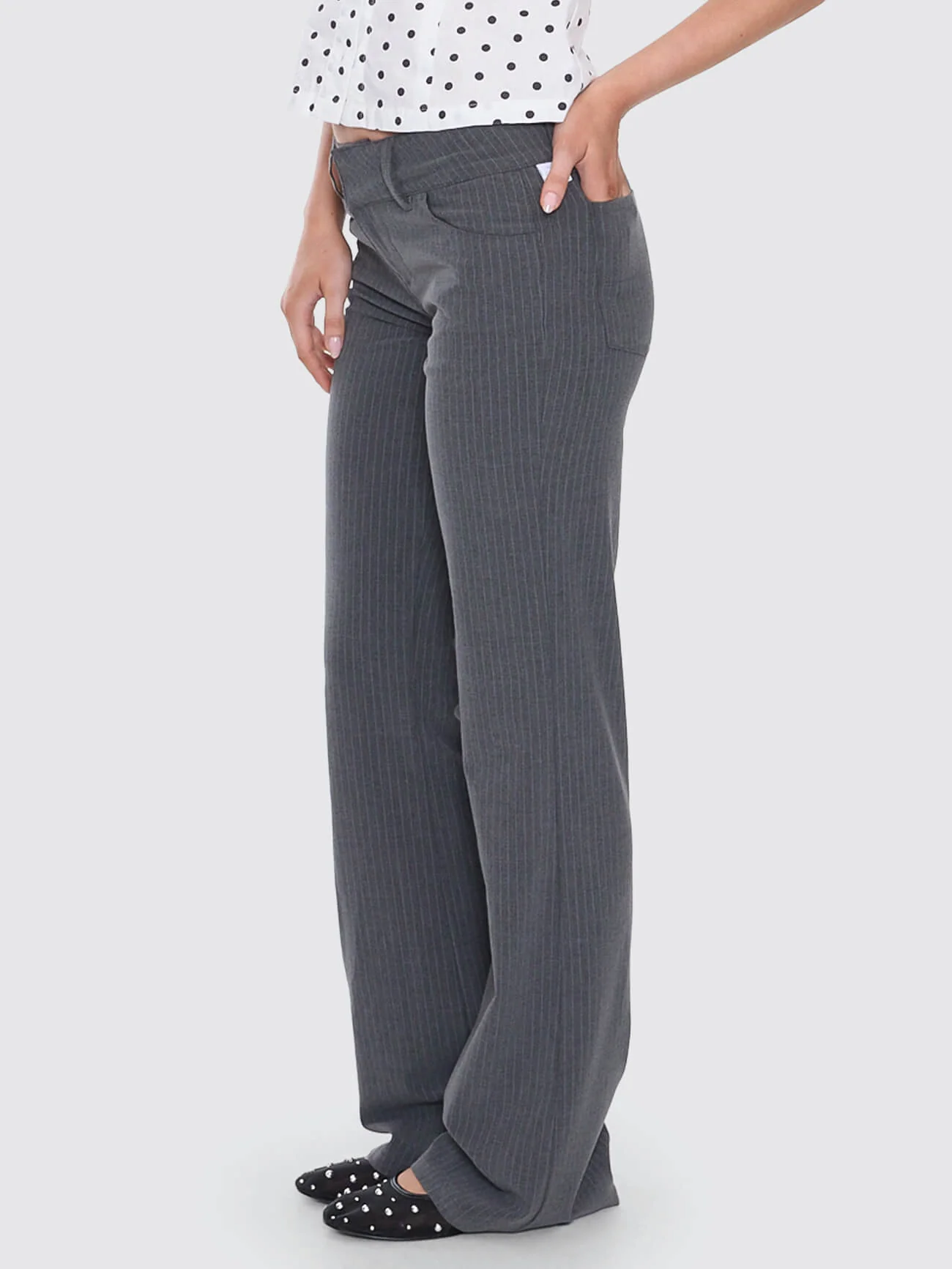 Delegate Bootcut Low Rider Pant - Charcoal Pinstripe - Image 4