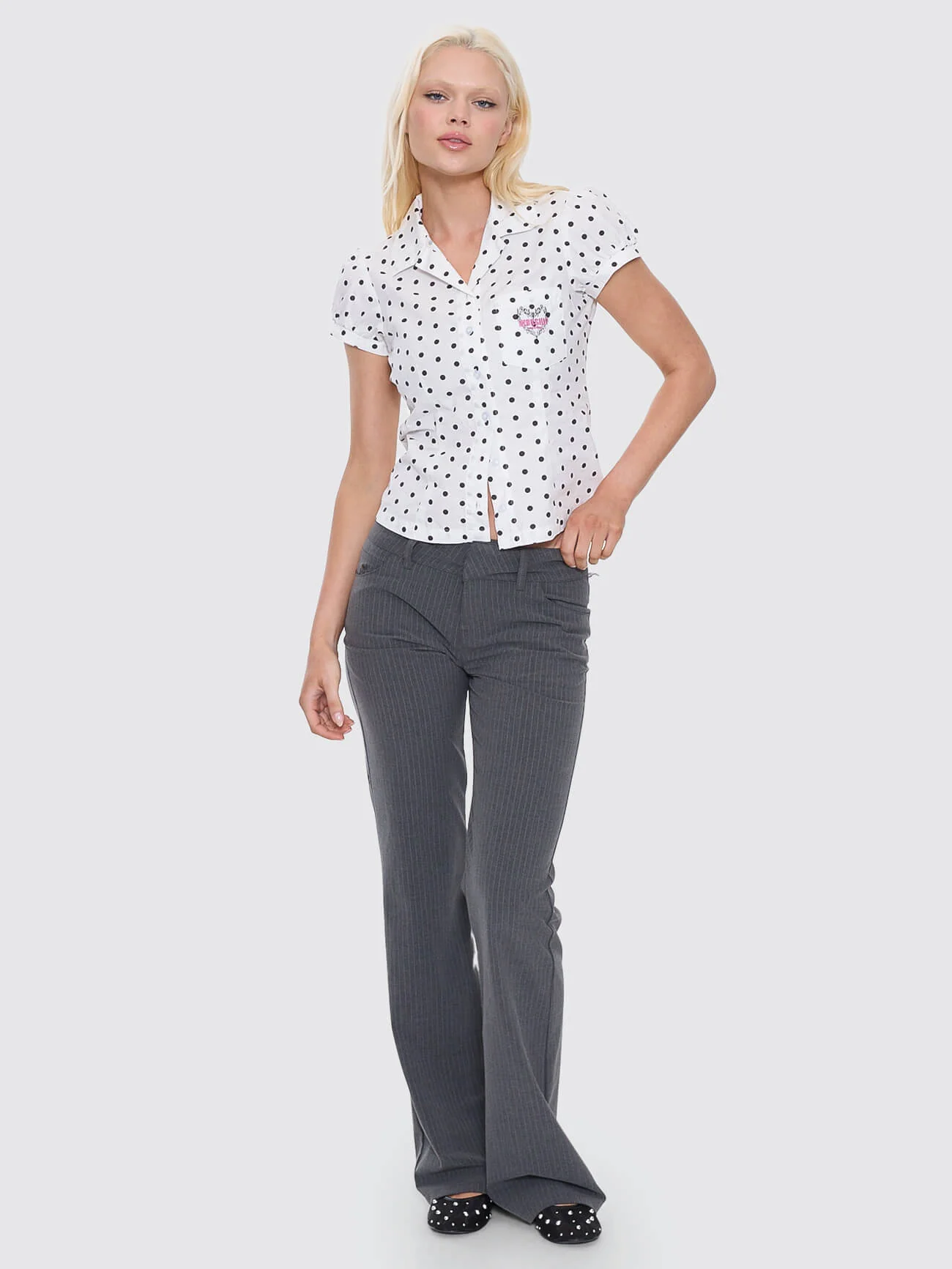 Delegate Bootcut Low Rider Pant - Charcoal Pinstripe - Image 7