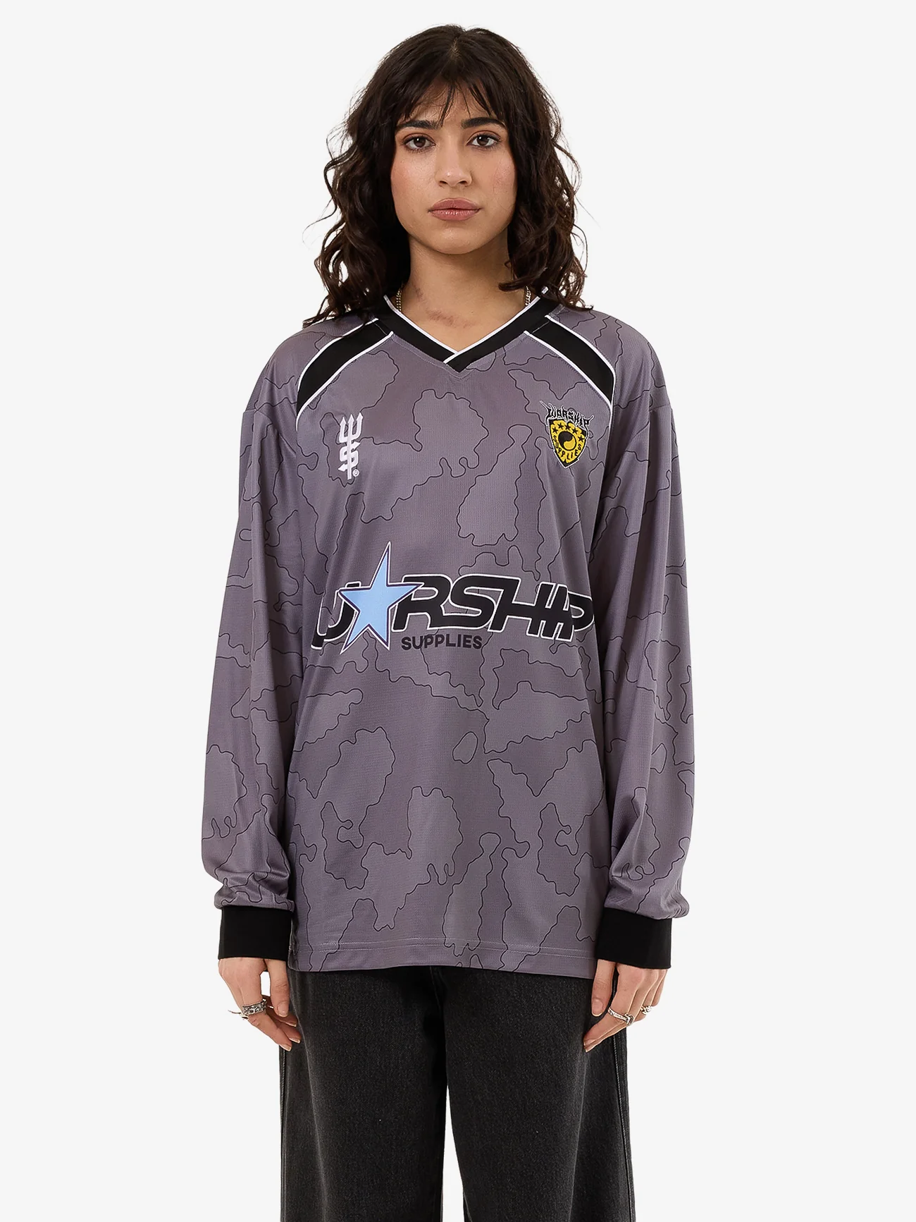 Delirium Long Sleeve Womens Football Jersey - Steel Grey