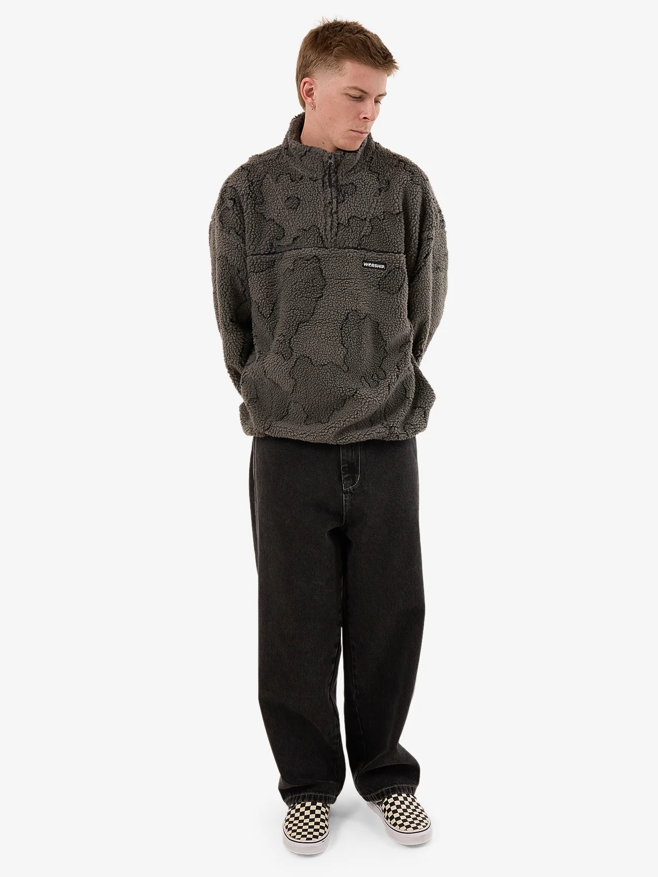 Delirium Quarter Zip Sherpa Fleece - Steel Grey - Image 5