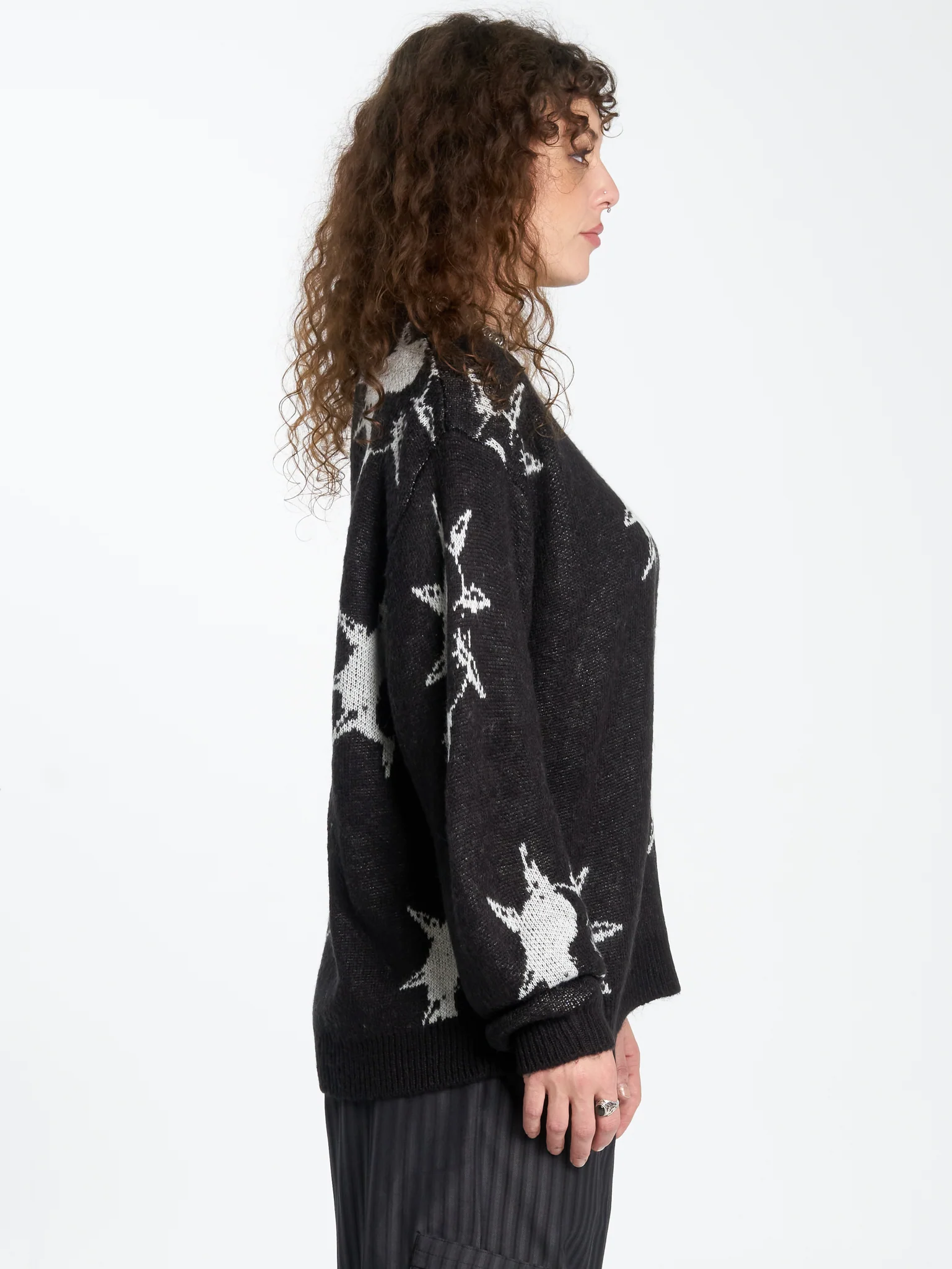 Destino Box Fit Crew Knit - Black - Image 3
