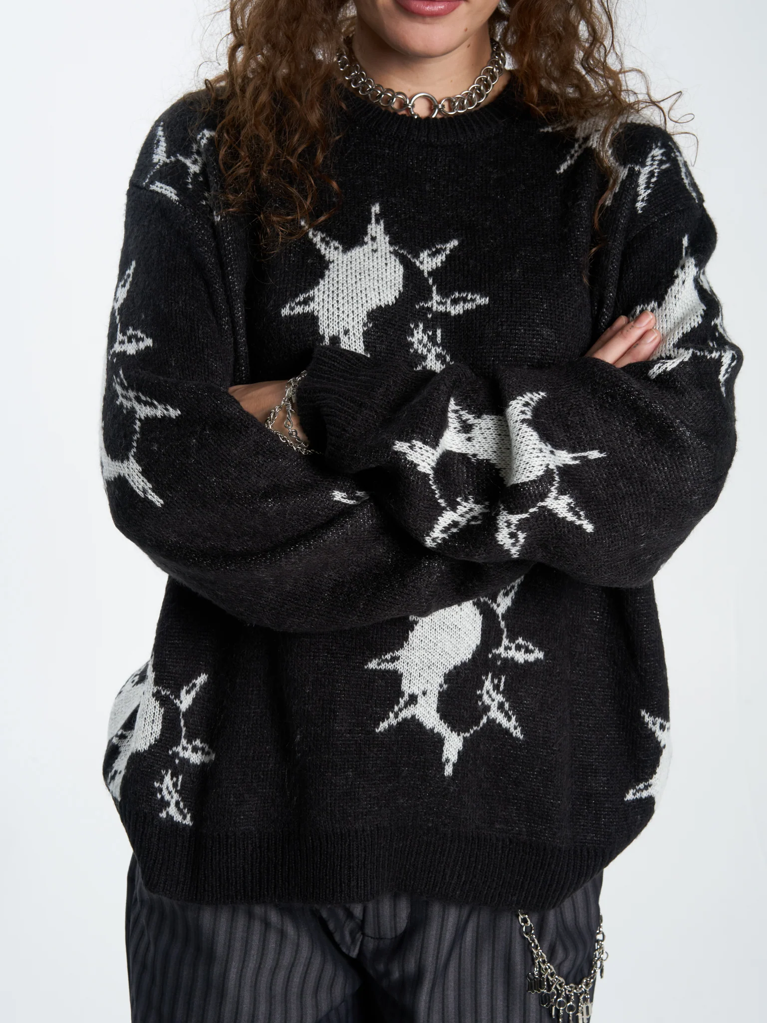 Destino Box Fit Crew Knit - Black - Image 6