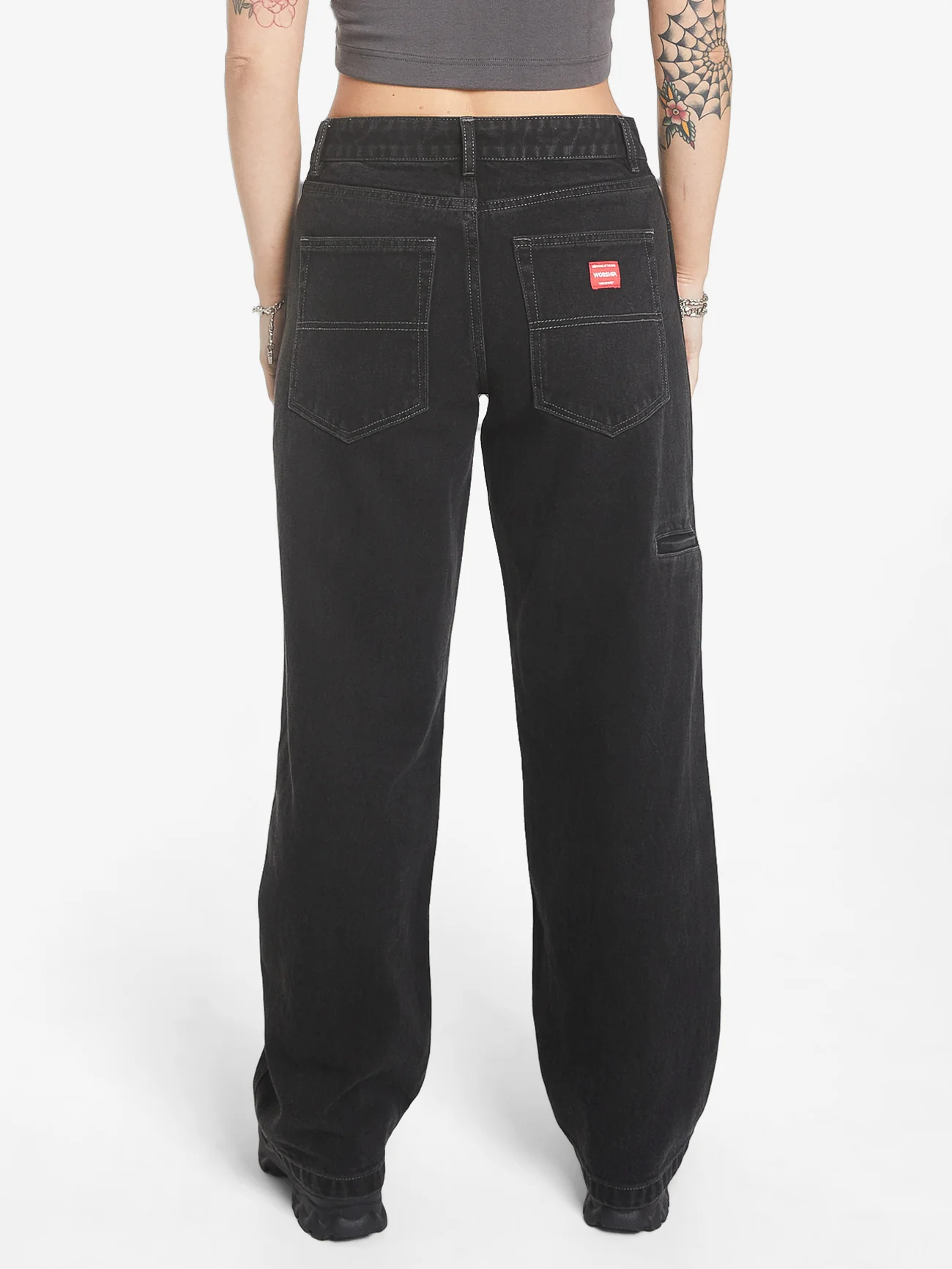 Double Knee Sloucher Jean - Broken Black - Image 2