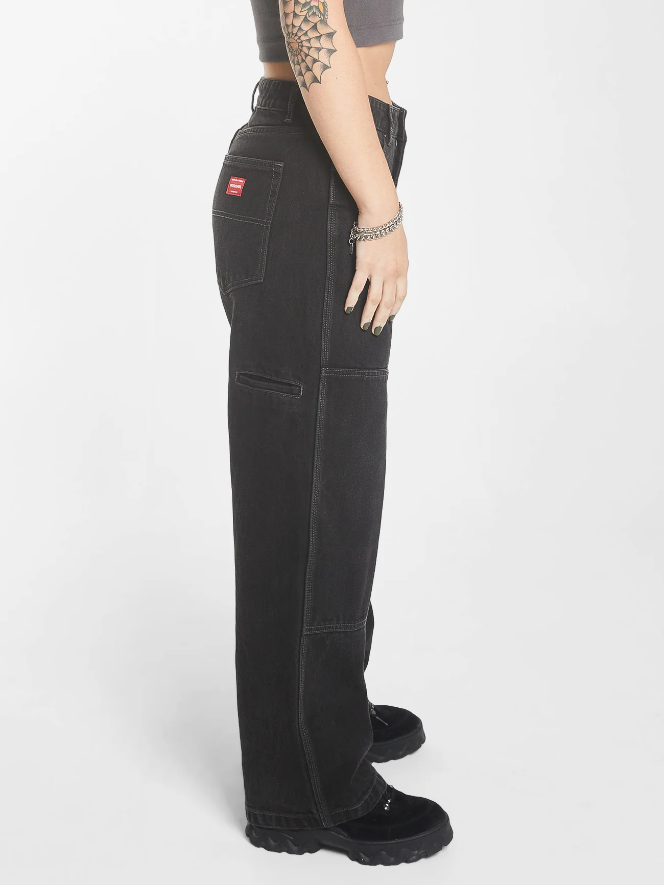Double Knee Sloucher Jean - Broken Black - Image 3