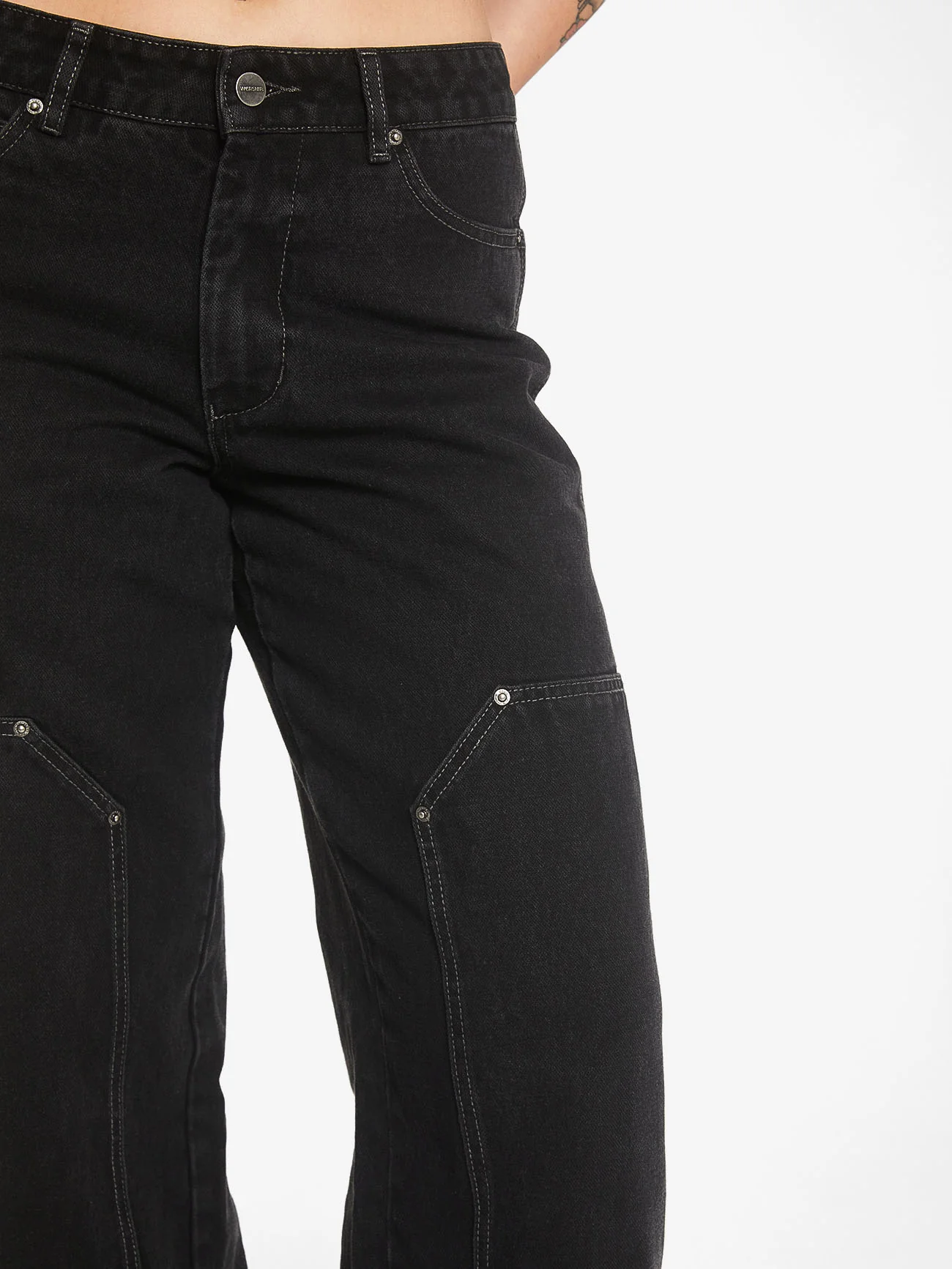 Double Knee Sloucher Jean - Broken Black - Image 6