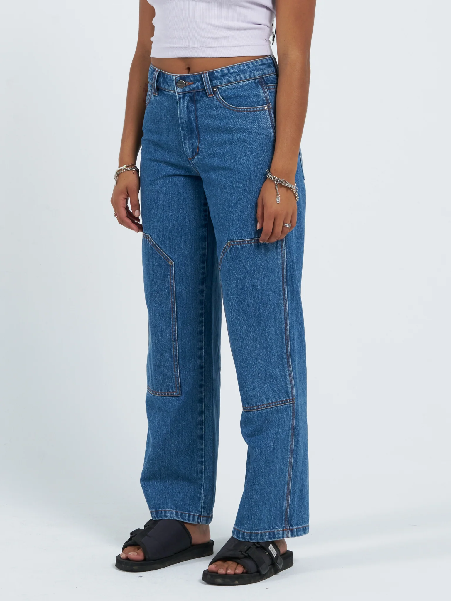 Double Knee Sloucher Jean - Classic Mid Blue - Image 5