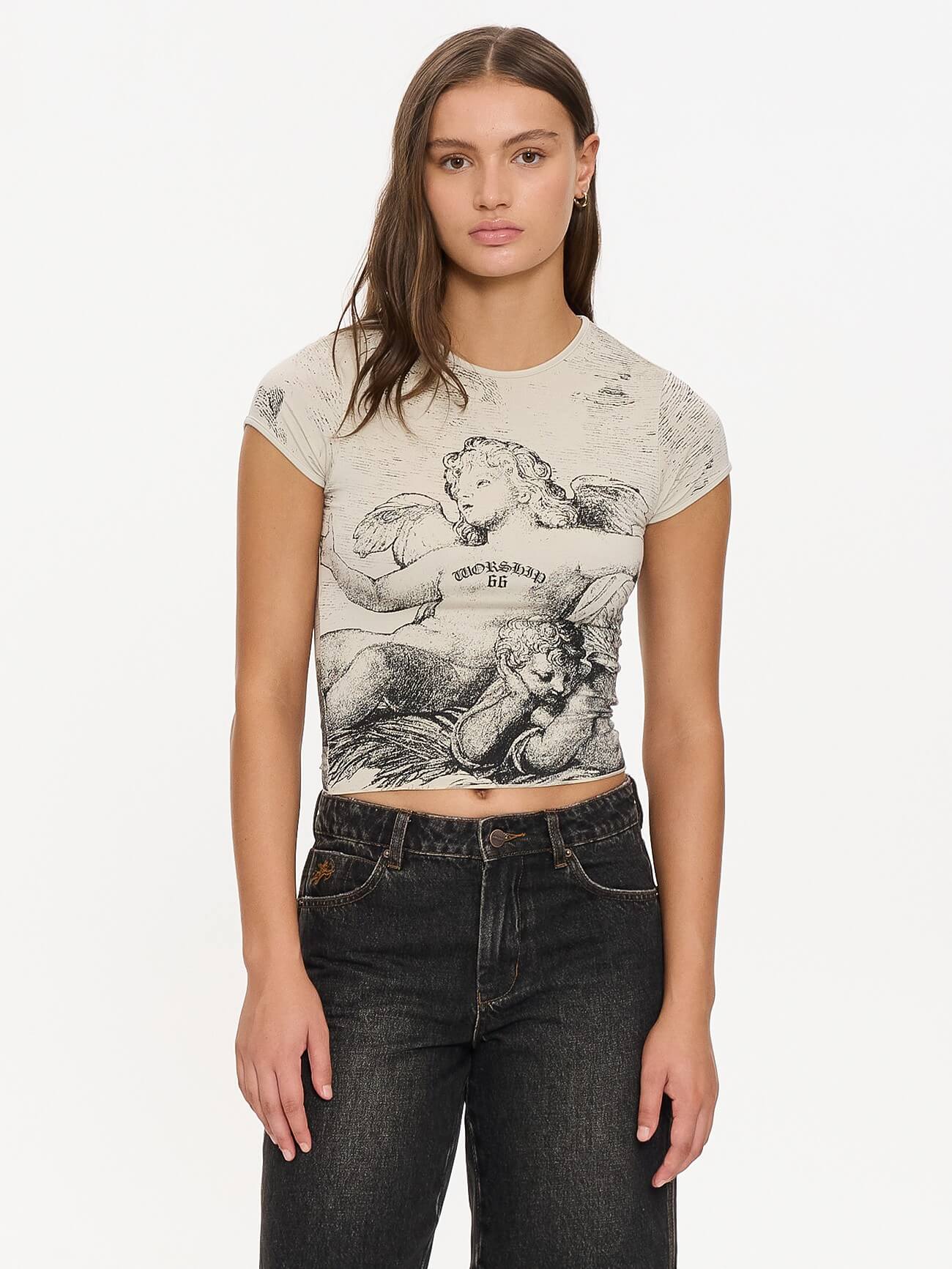 Dreamers Cap Sleeve Tee - Stone - Image 8