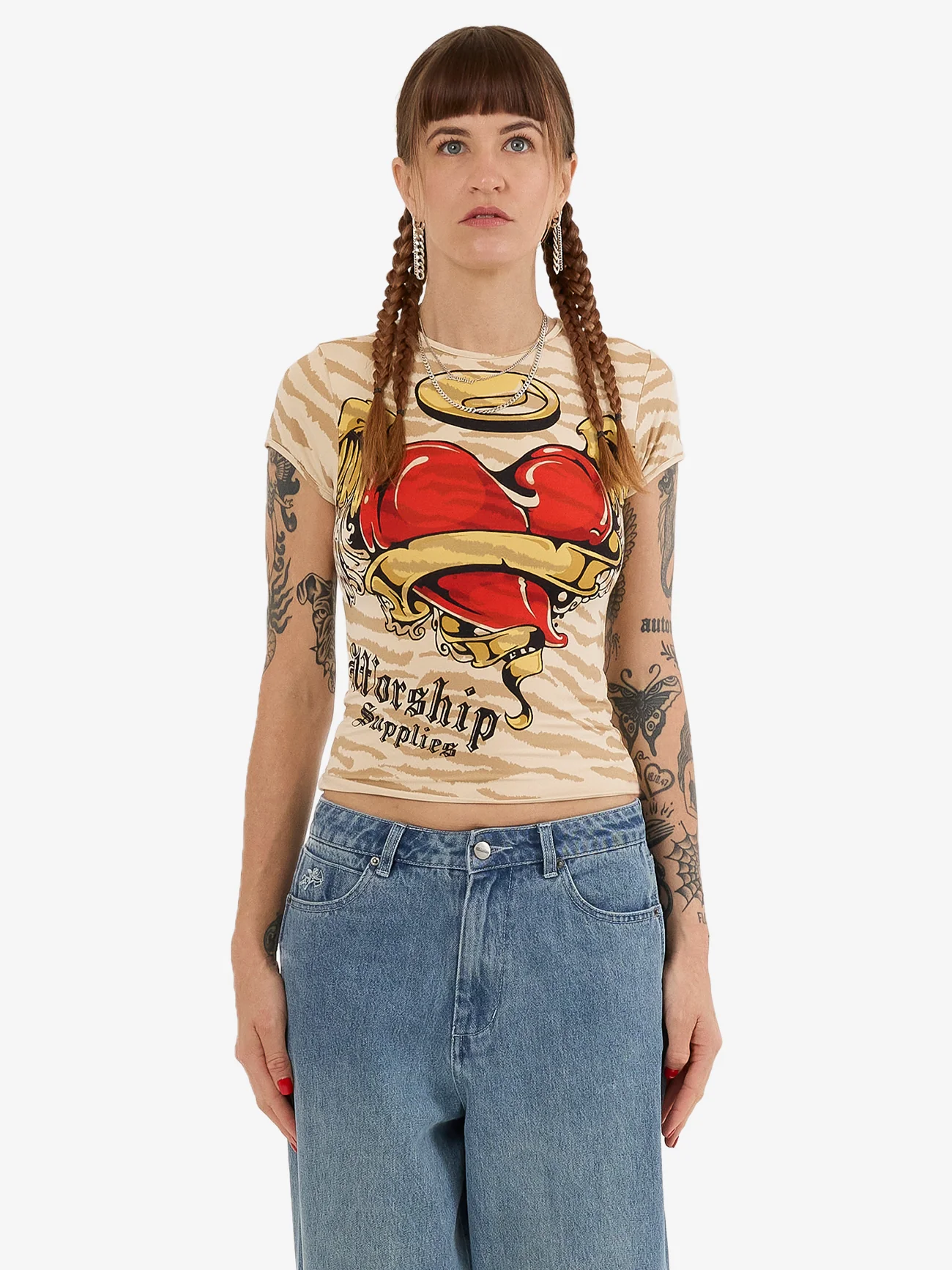 Eat Ur Heart Out Cap Sleeve Tee - Nude