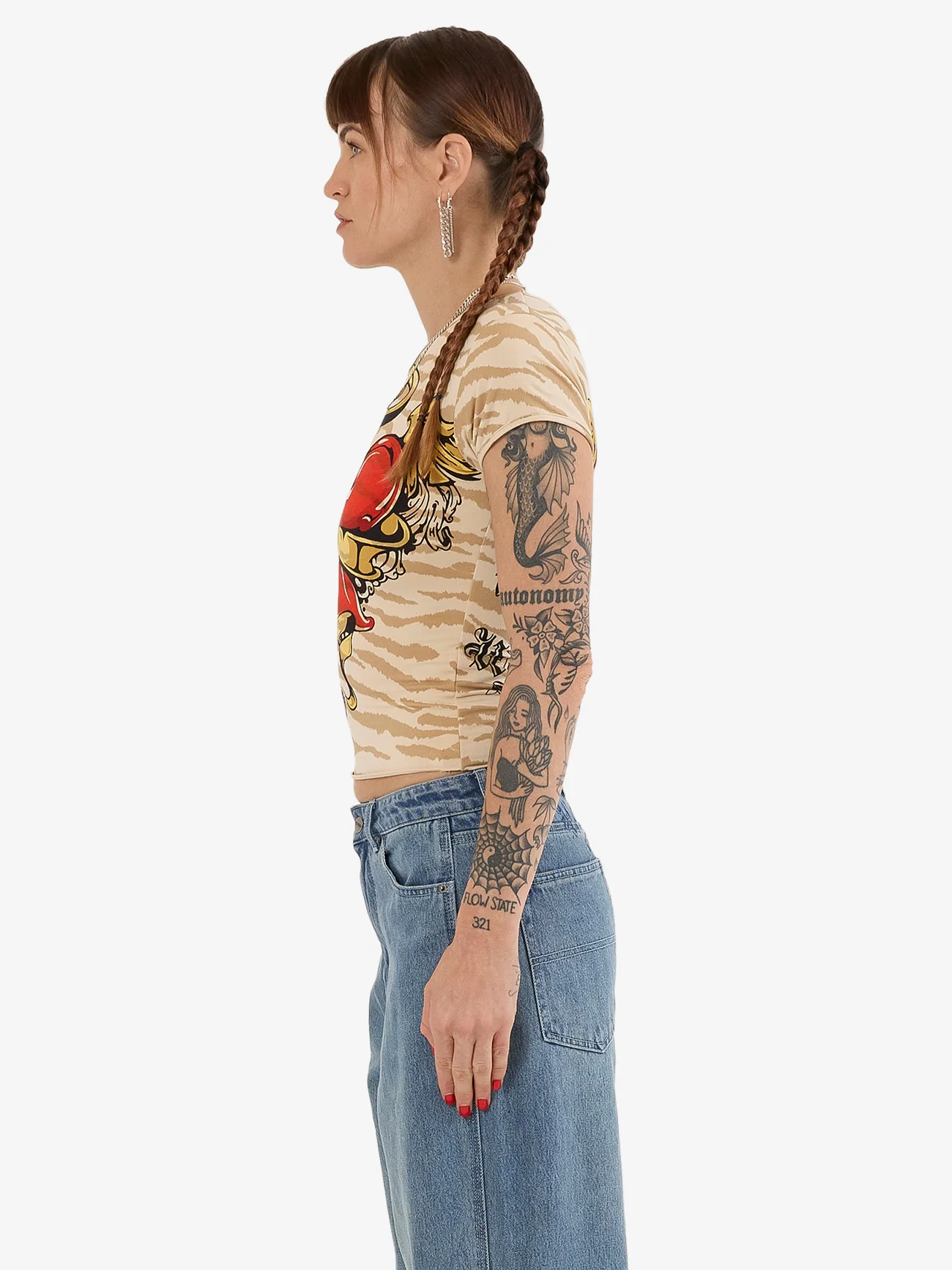 Eat Ur Heart Out Cap Sleeve Tee - Nude - Image 3