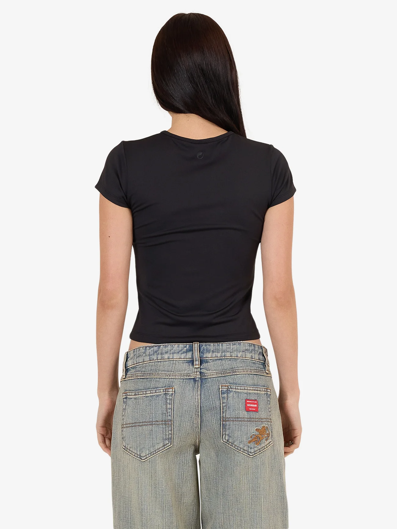 Entice Low Cut Cap Sleeve Top - Black - Image 5