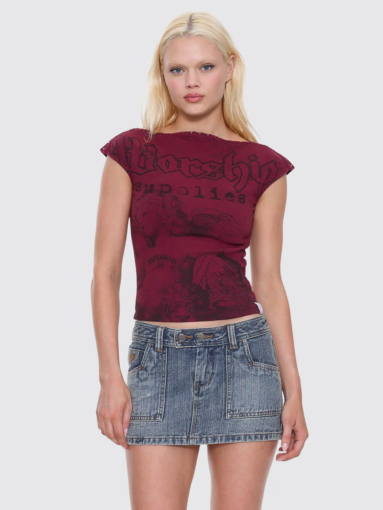 Entwine Boat Neck Top - Deep Cherry