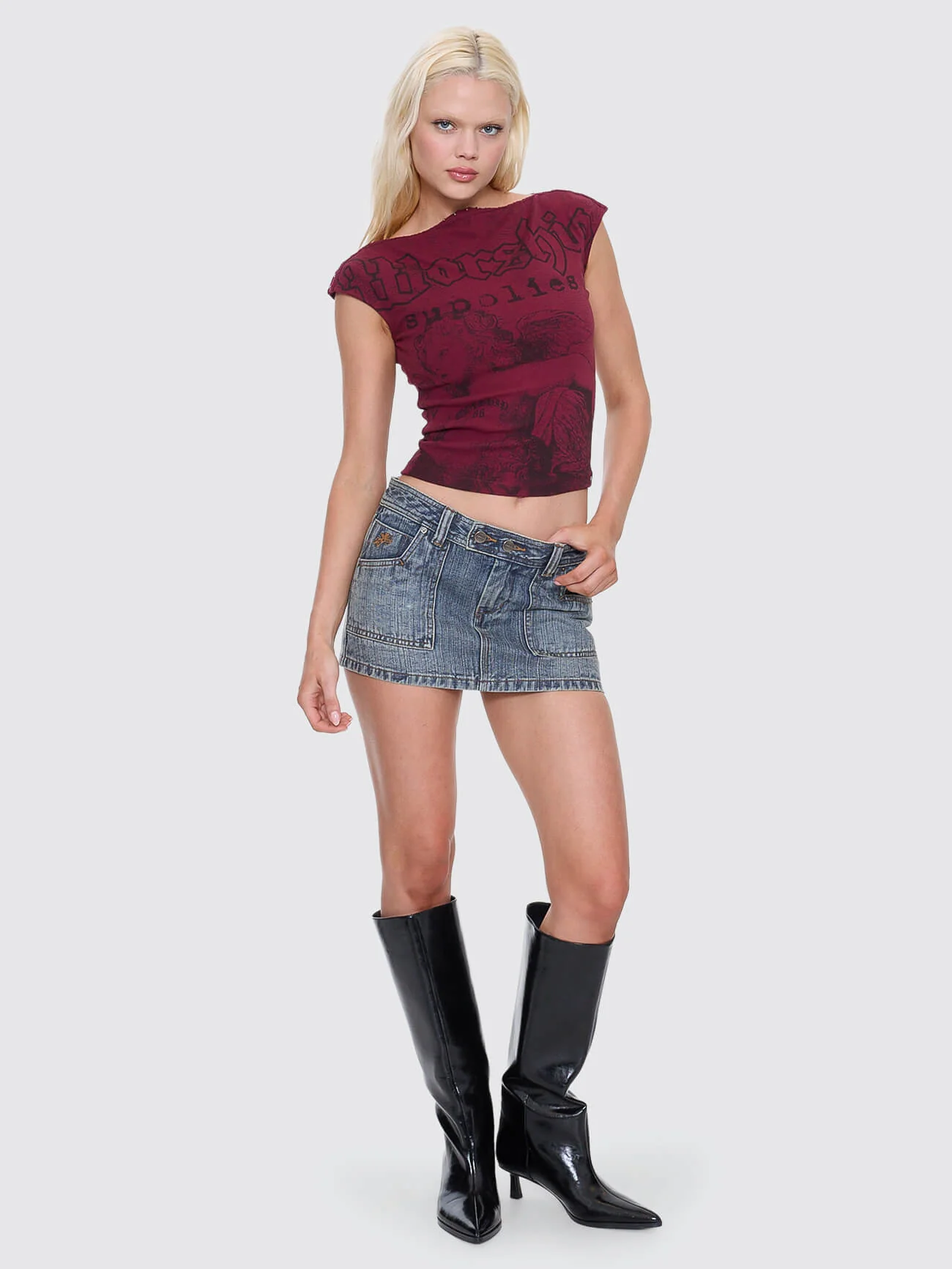 Entwine Boat Neck Top - Deep Cherry - Image 7