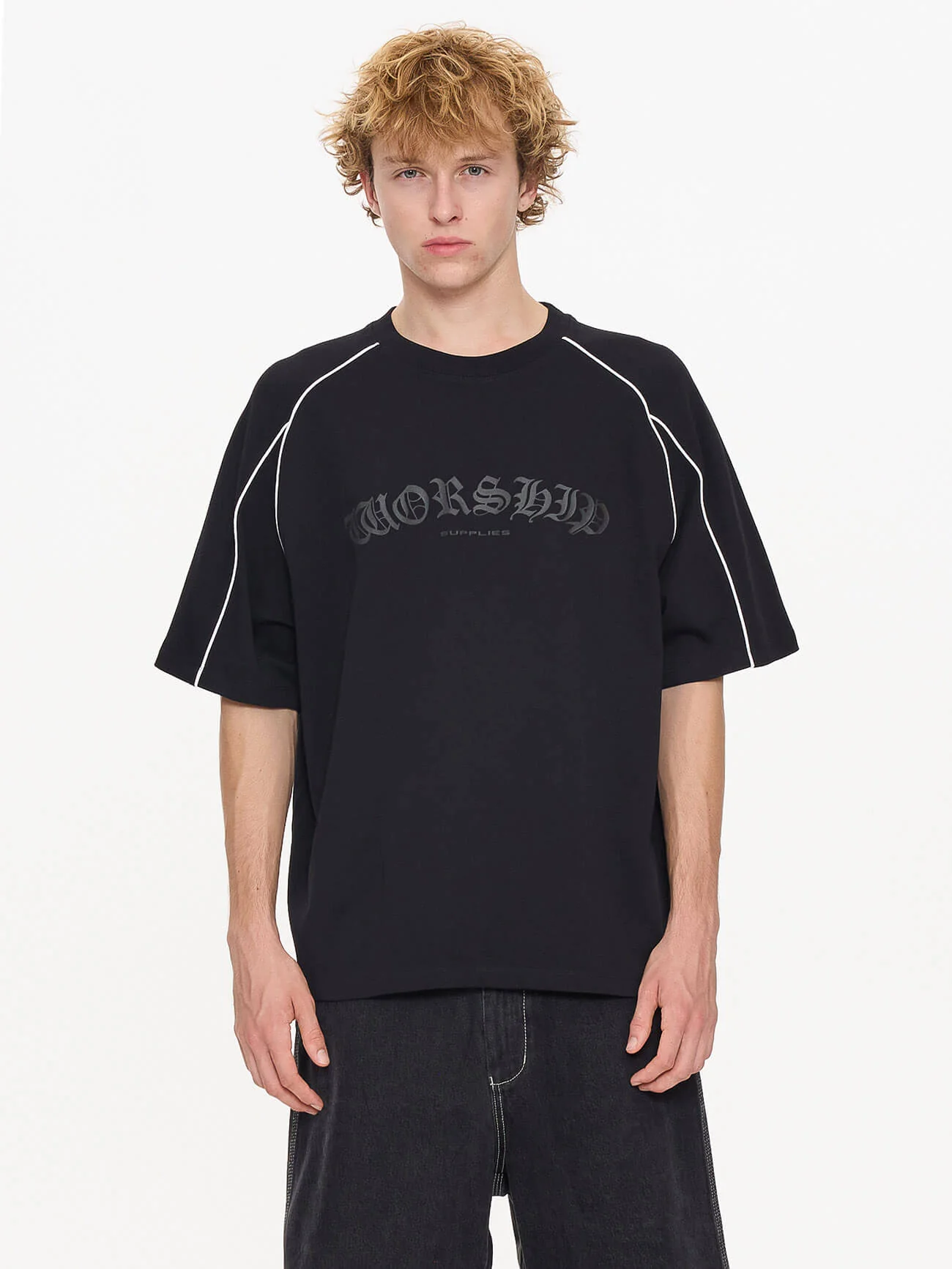Frequency Panel Oversize Raglan Tee - Black