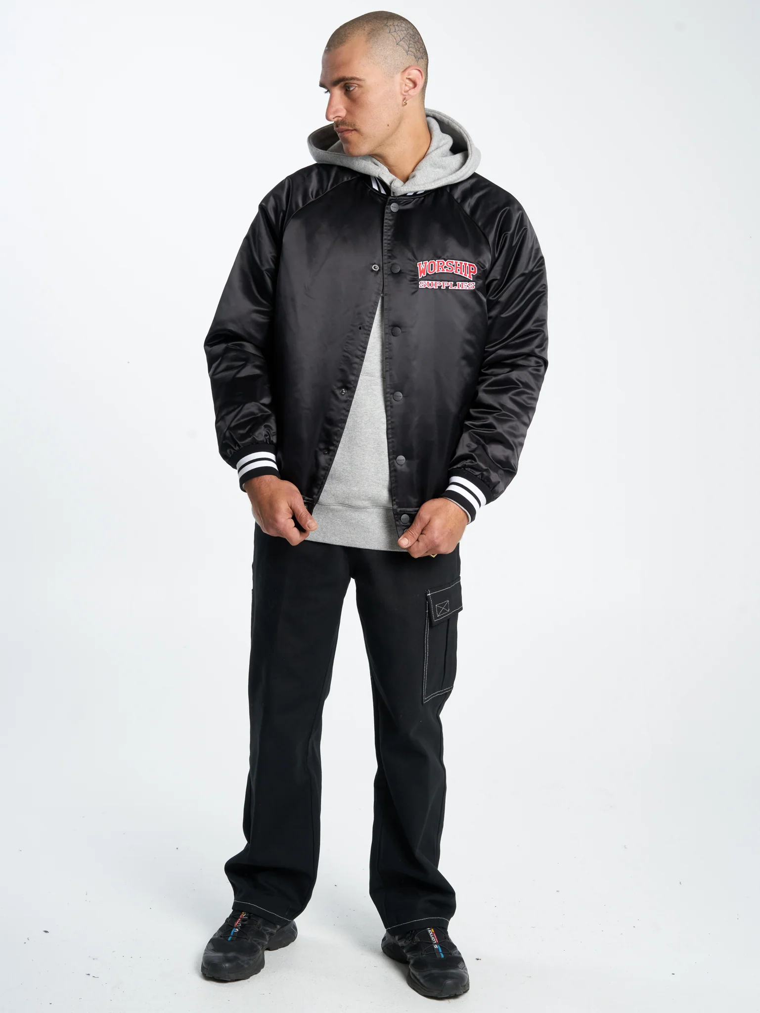 Get Off Nylon Varsity Jacket - Black - Image 5