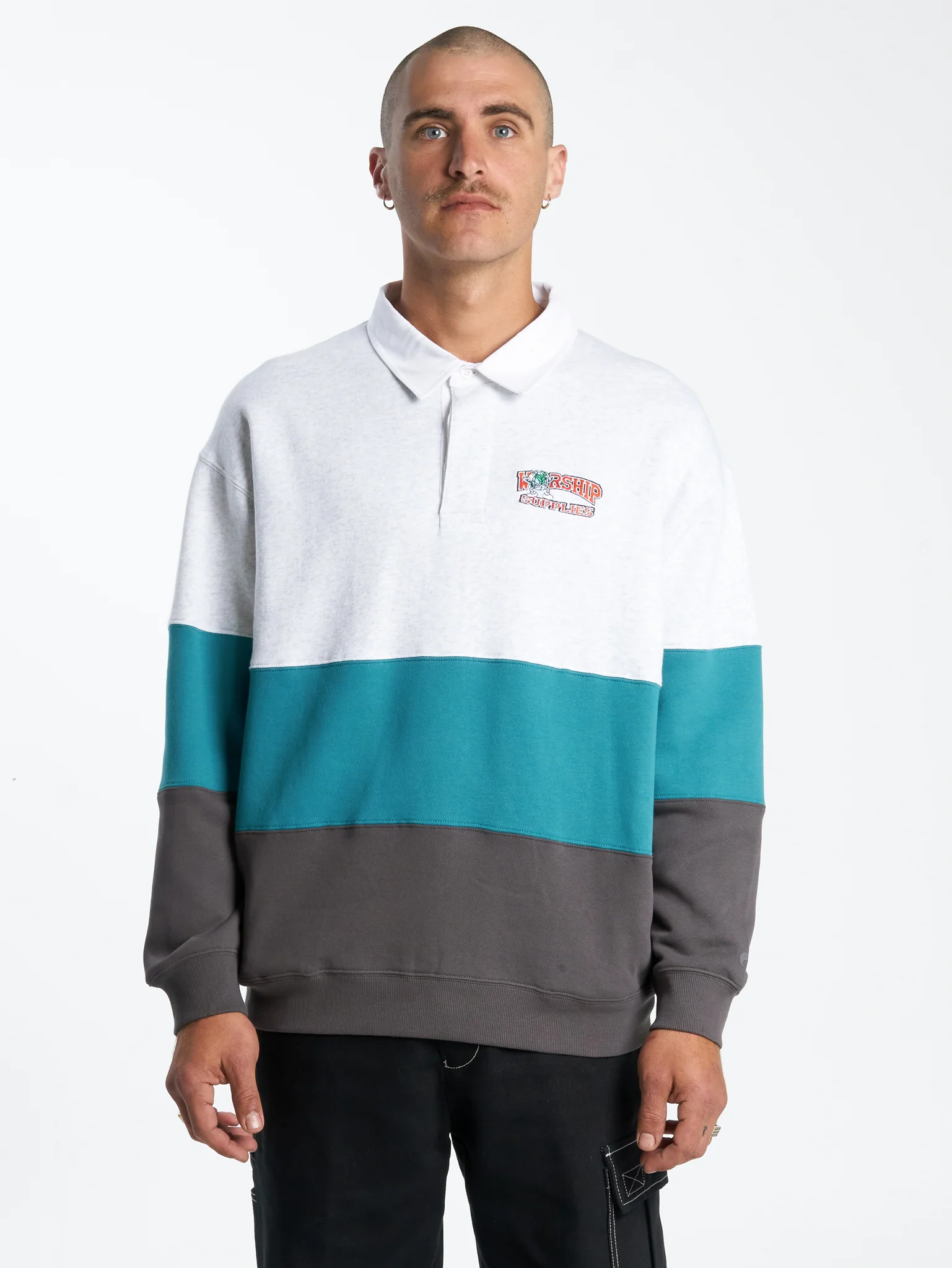 Get Off Paneled Rugby Fleece - Snow Marle