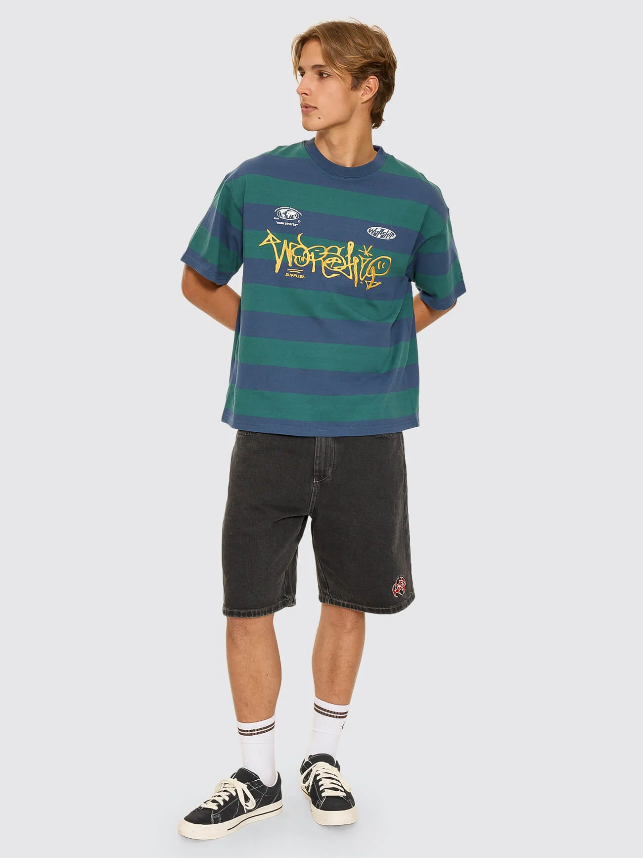 Graf Stripe Oversize Tee - Blue - Image 7