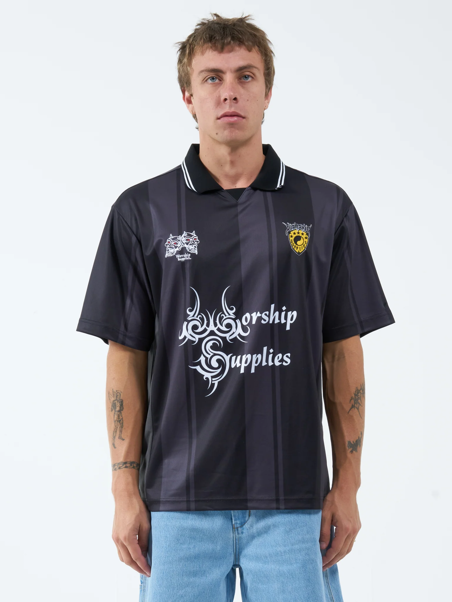 Hell Hole Football Jersey - Washed Black
