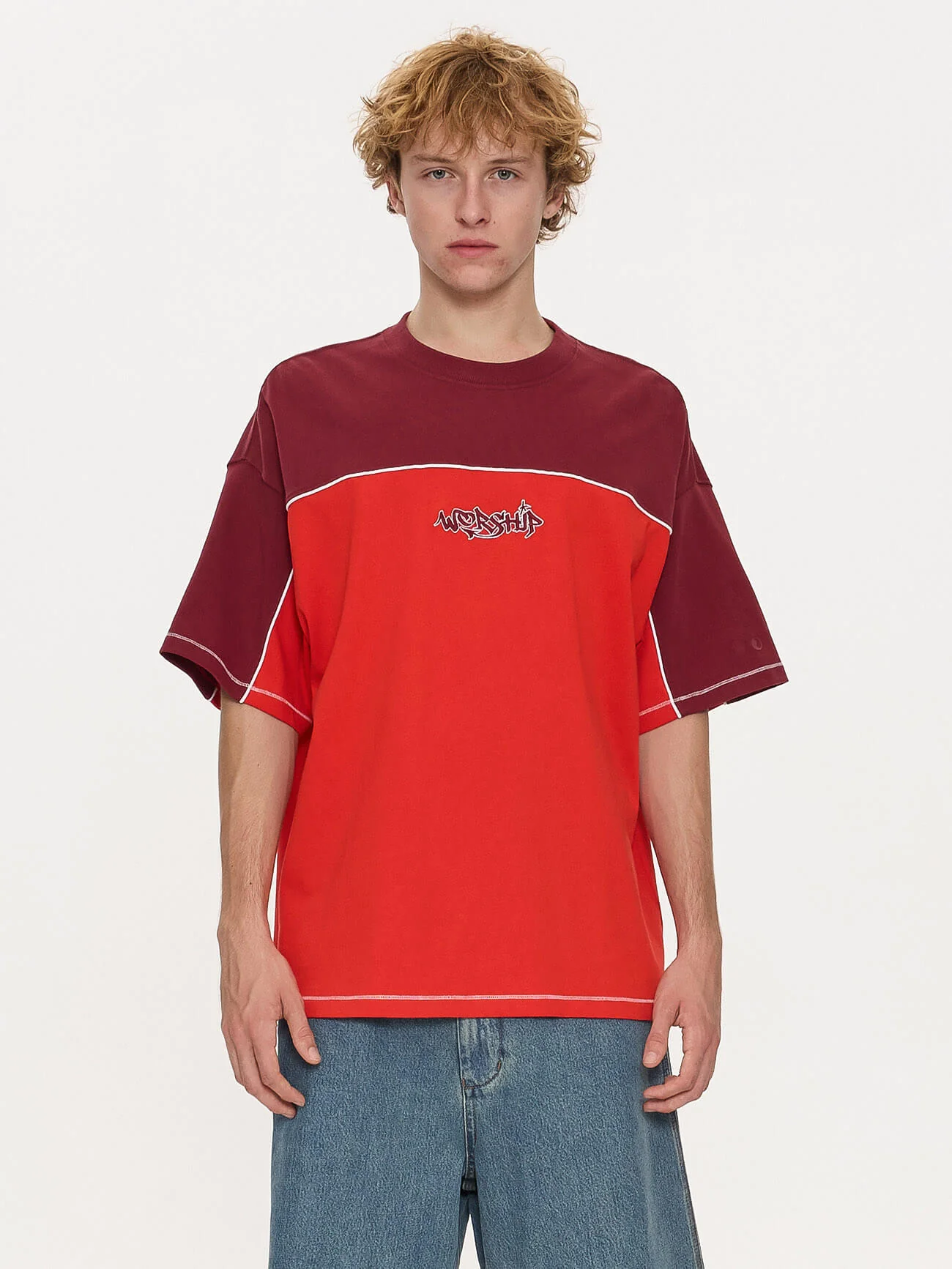 Hot Gossip Oversize Panel Tee - Deep Cherry